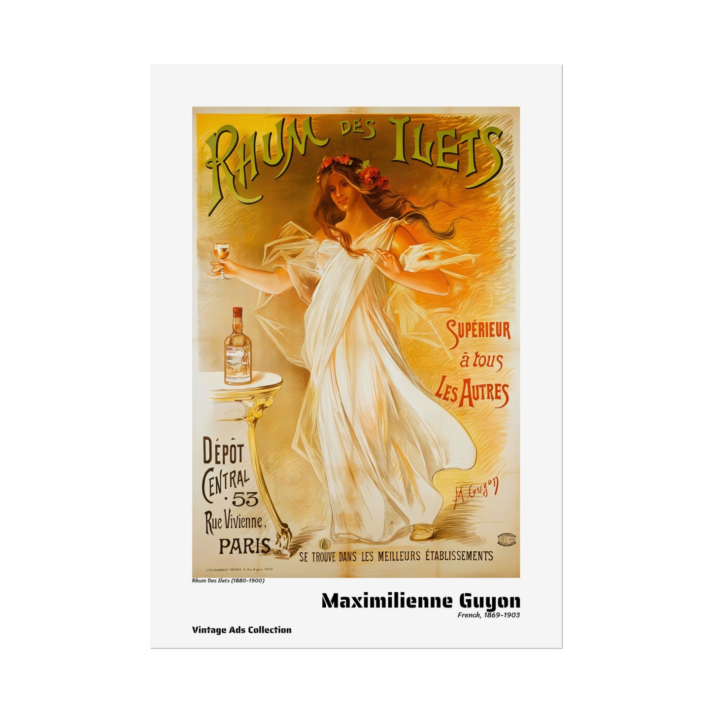 Rhum Des Ilets (1880-1900) by Maximilienne Guyon / Affiche imprimée - Série Vintage Ads Collection