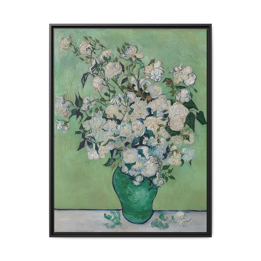 Roses (1890) by Vincent van Gogh / Toile encadrée sur caisse américaine