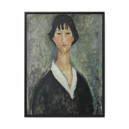 Jeune Fille Aux Cheveux Noirs by Amedeo Modigliani / Toile encadrée sur caisse américaine