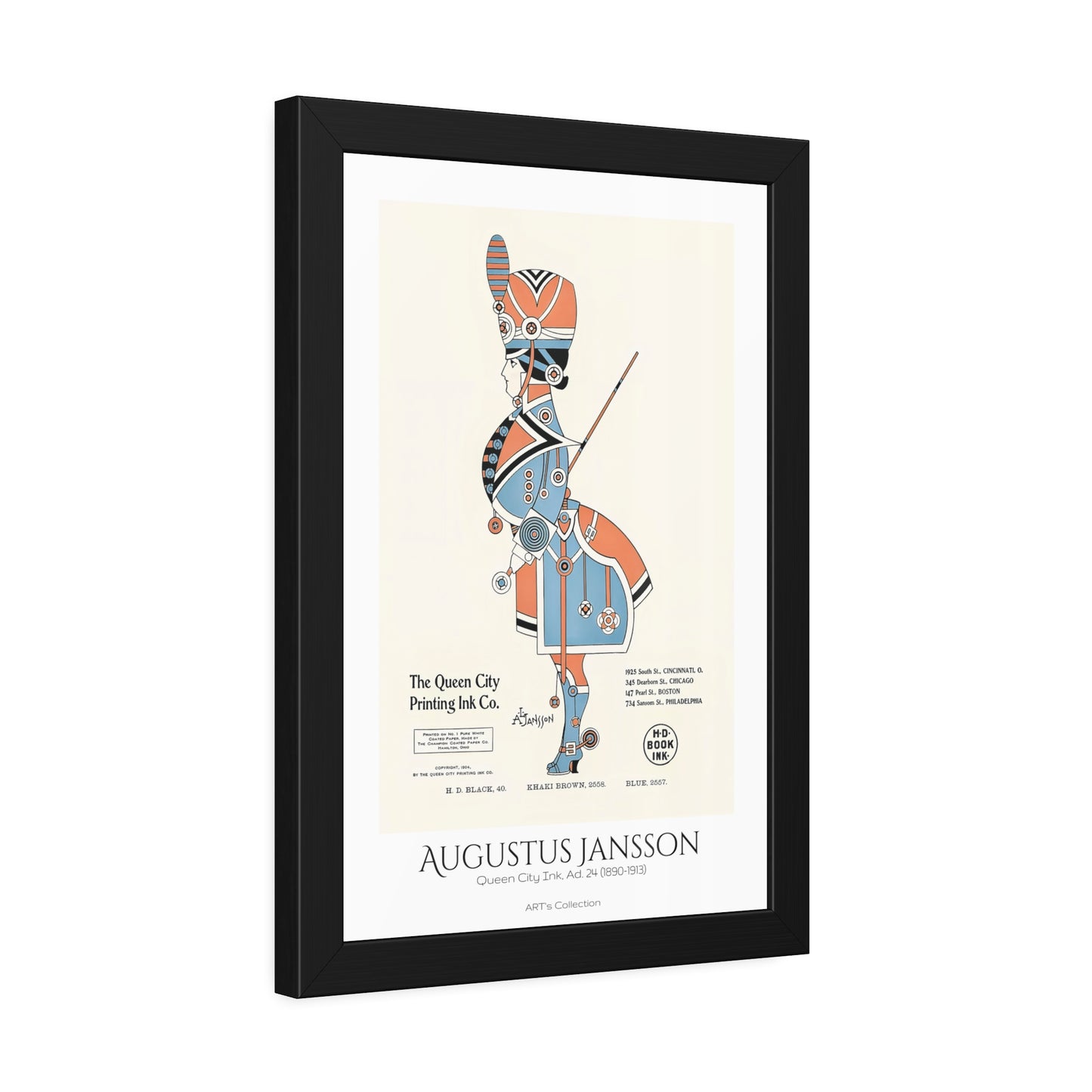 Queen City Ink, Ad. 24 (1890-1913) by Augustus Jansson / Affiche Encadrée série ART's Collection