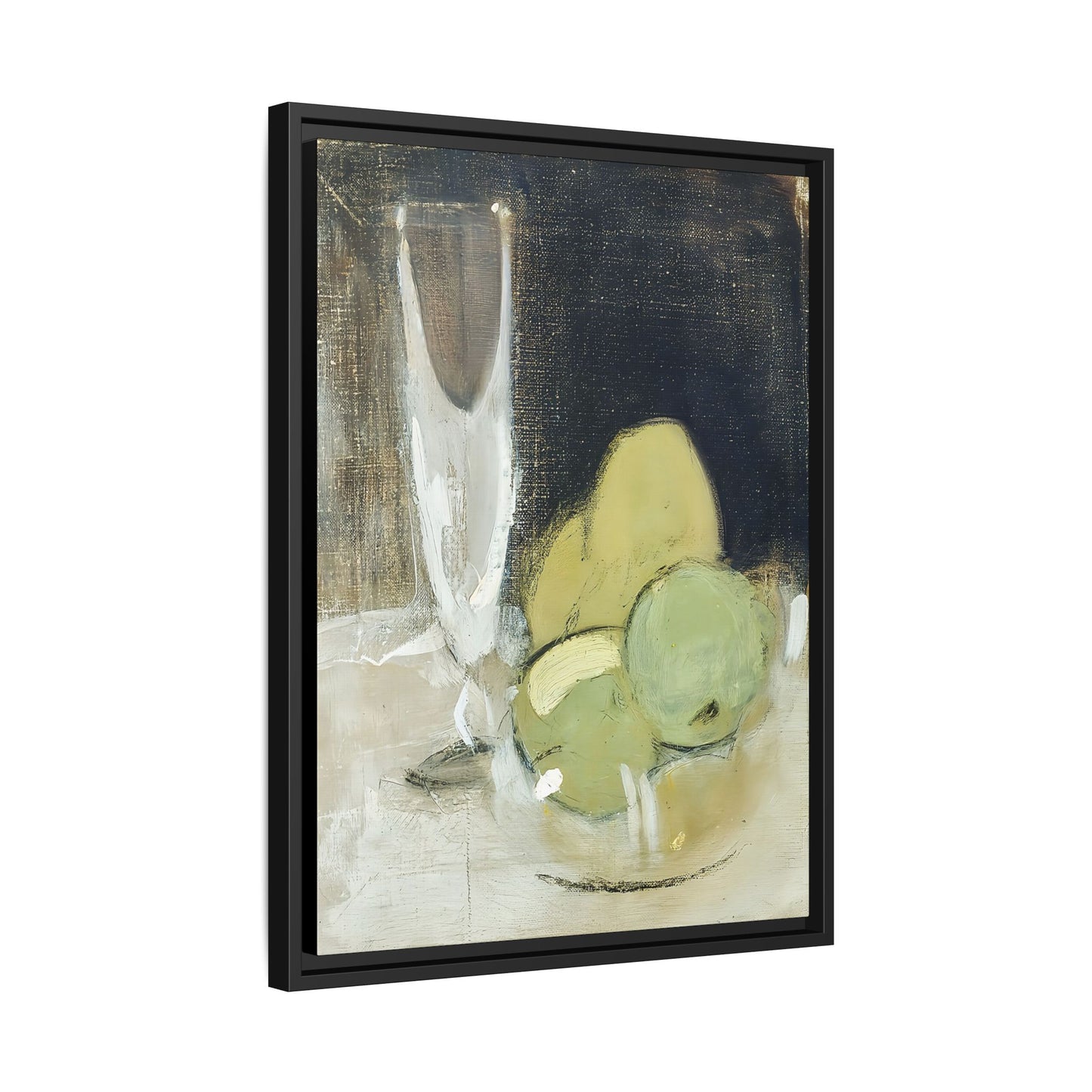Green Apples And Champagne Glass (1934) by Helene Schjerfbeck / Toile encadrée sur caisse américaine