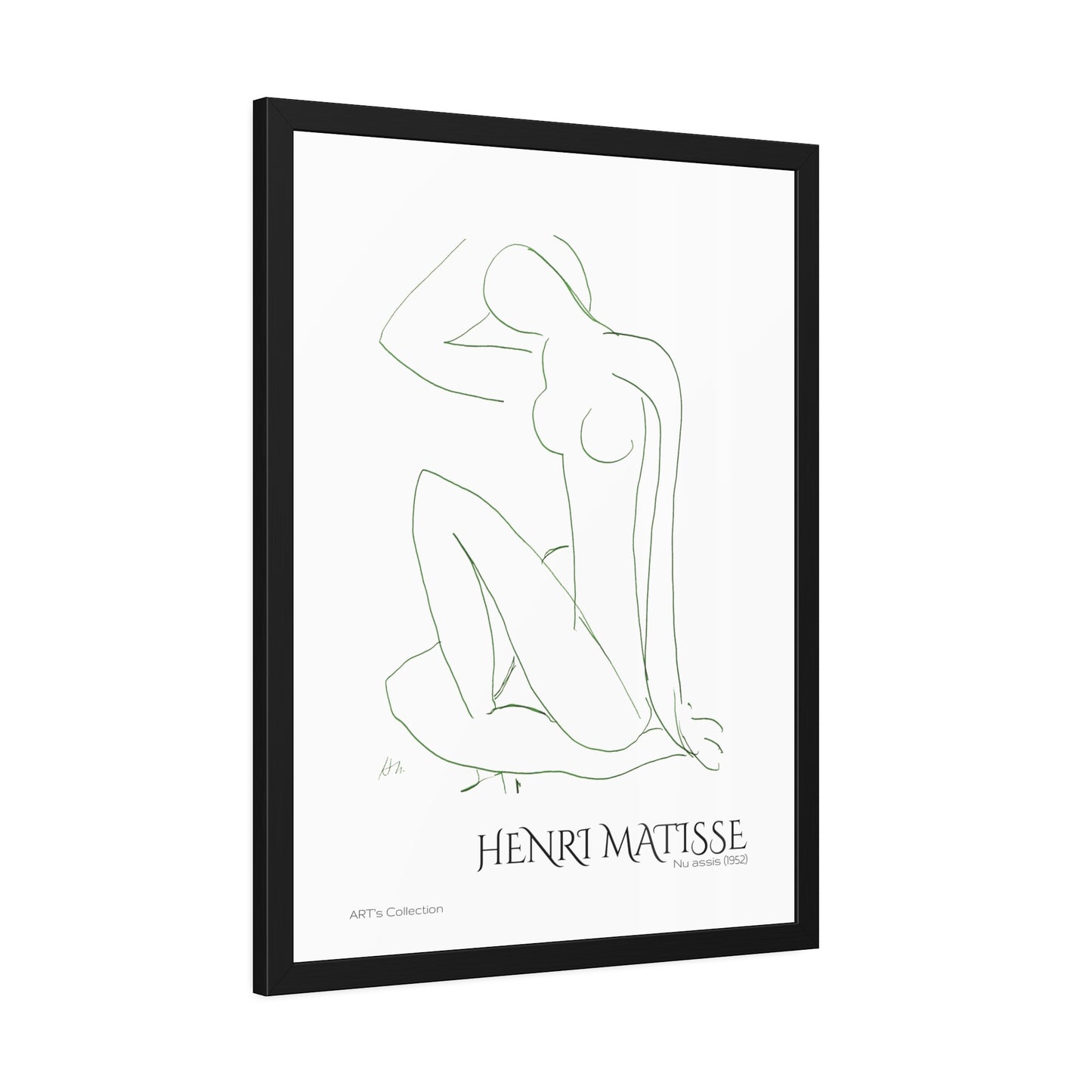 Nu assis (1952) by Henri Matisse version verte / Affiche Encadrée série ART's Collection