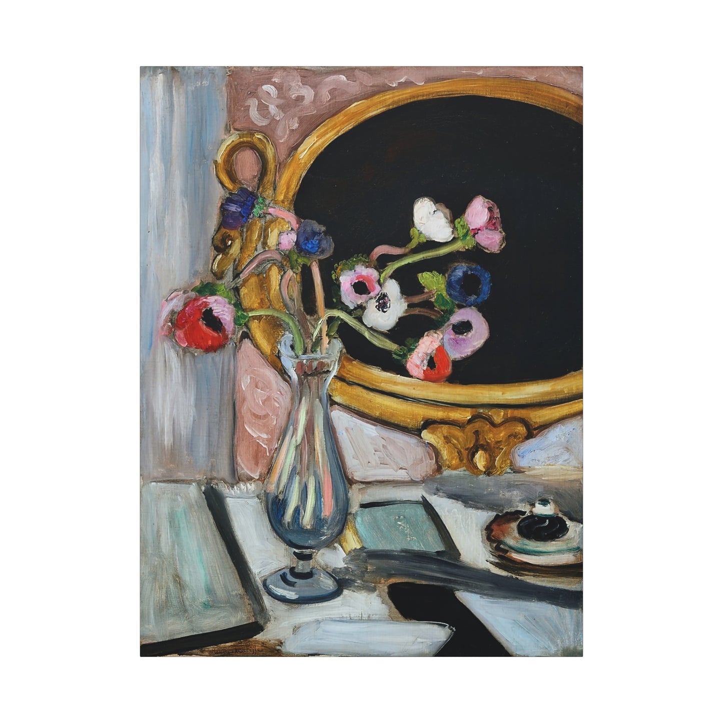 Anémones au miroir noir (1919) by Henri Matisse / Reproduction Fine Art sur Toile / Epaisseur 3.2 cm - 1.25 inch