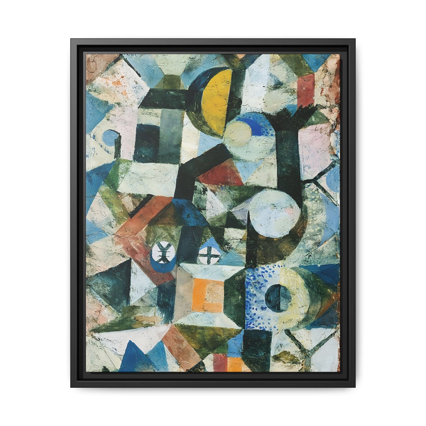 Composition with the Yellow Half-Moon and the Y (1918) by Paul Klee / Toile encadrée sur caisse américaine