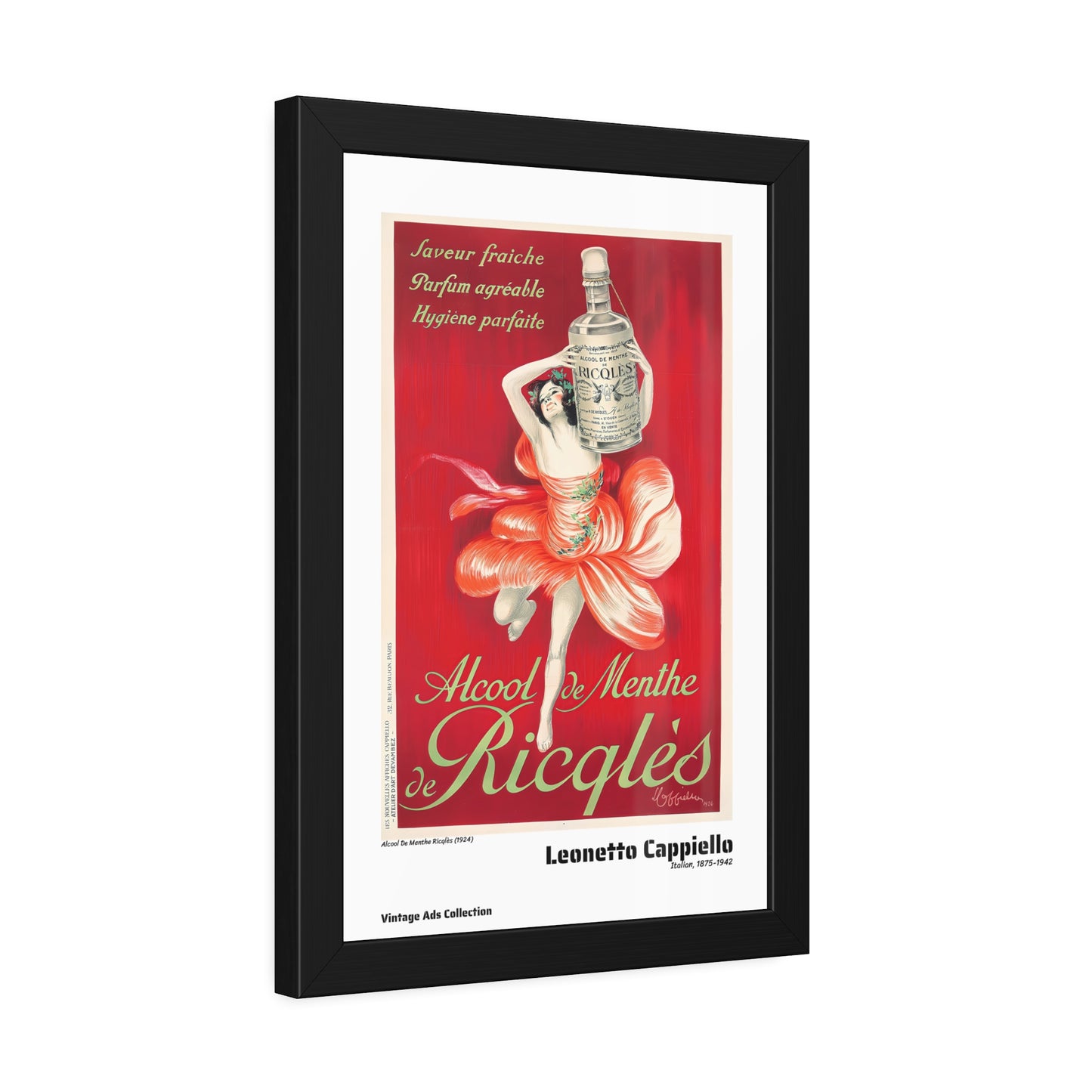 Alcool De Menthe Ricqlès (1924) by Leonetto Cappiello / Affiche Encadrée Série Vintage Ads Collection