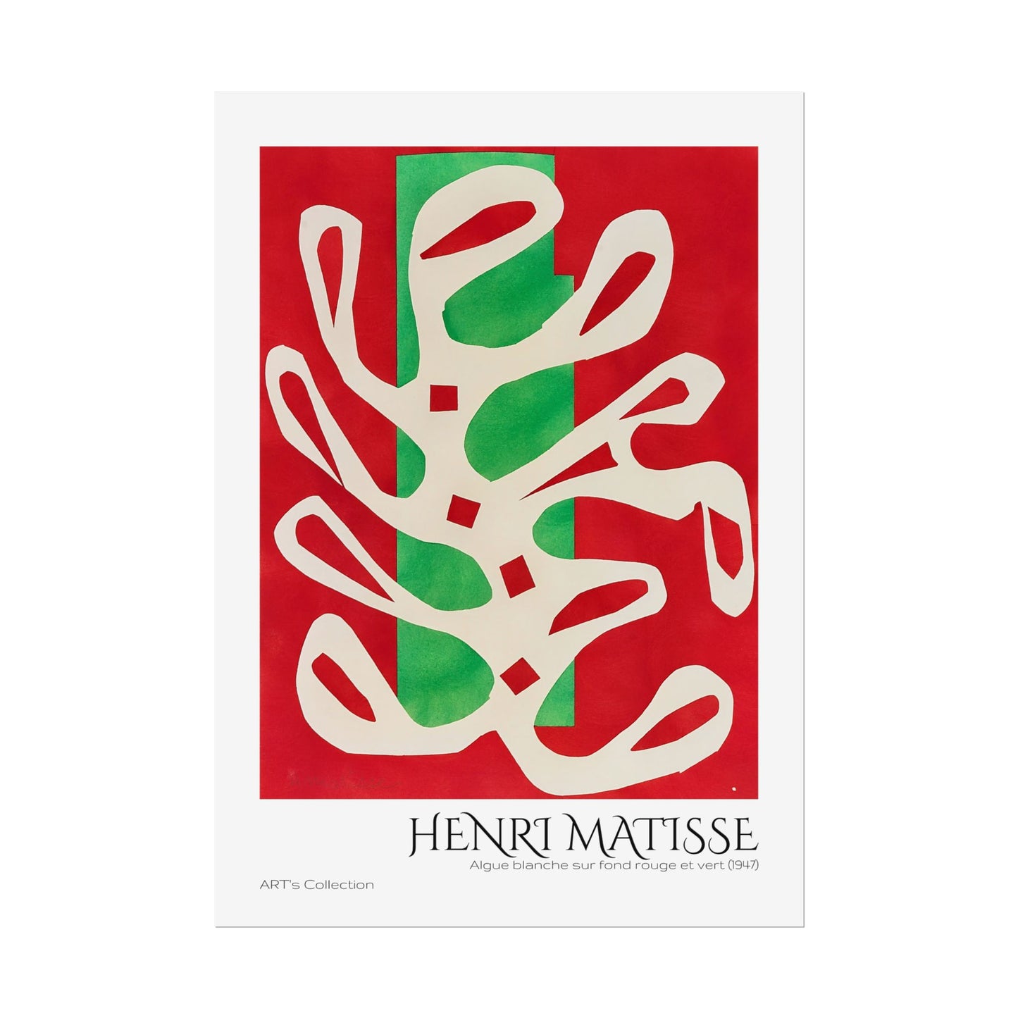 Algue blanche sur fond rouge et vert (1947) by Henri Matisse / Affiche imprimée - Série ART's Collection