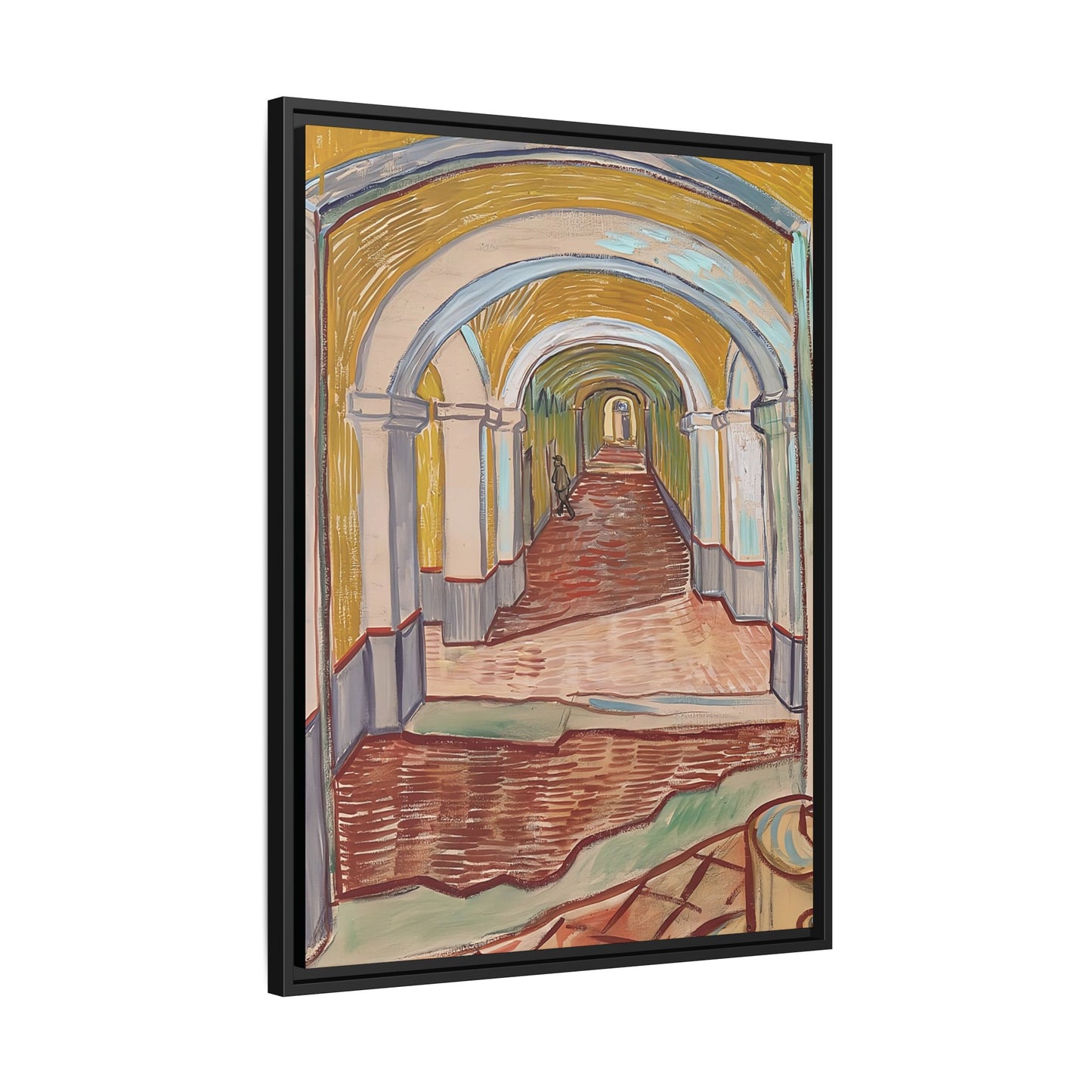 Corridor in the Asylum (1889) by Vincent van Gogh / Toile encadrée sur caisse américaine