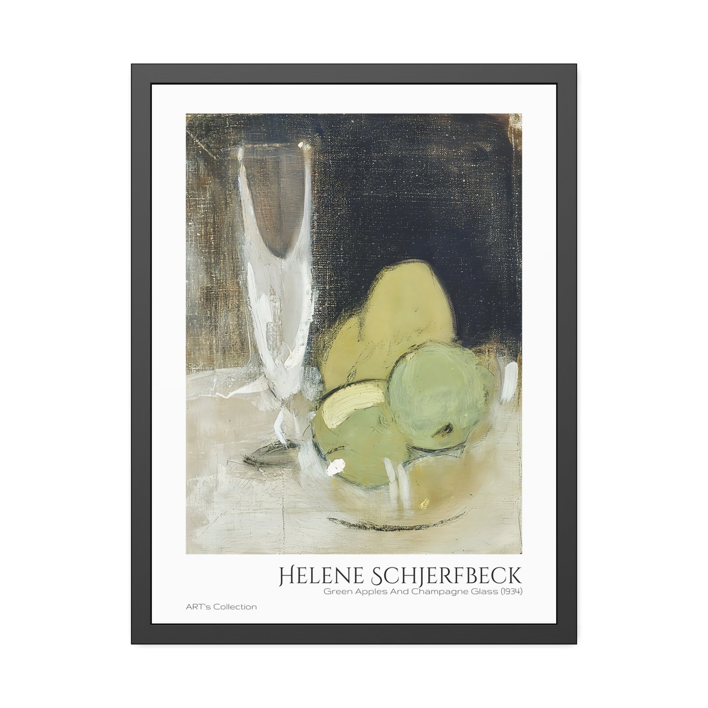 Green Apples And Champagne Glass (1934) by Helene Schjerfbeck / Affiche Encadrée série ART's Collection