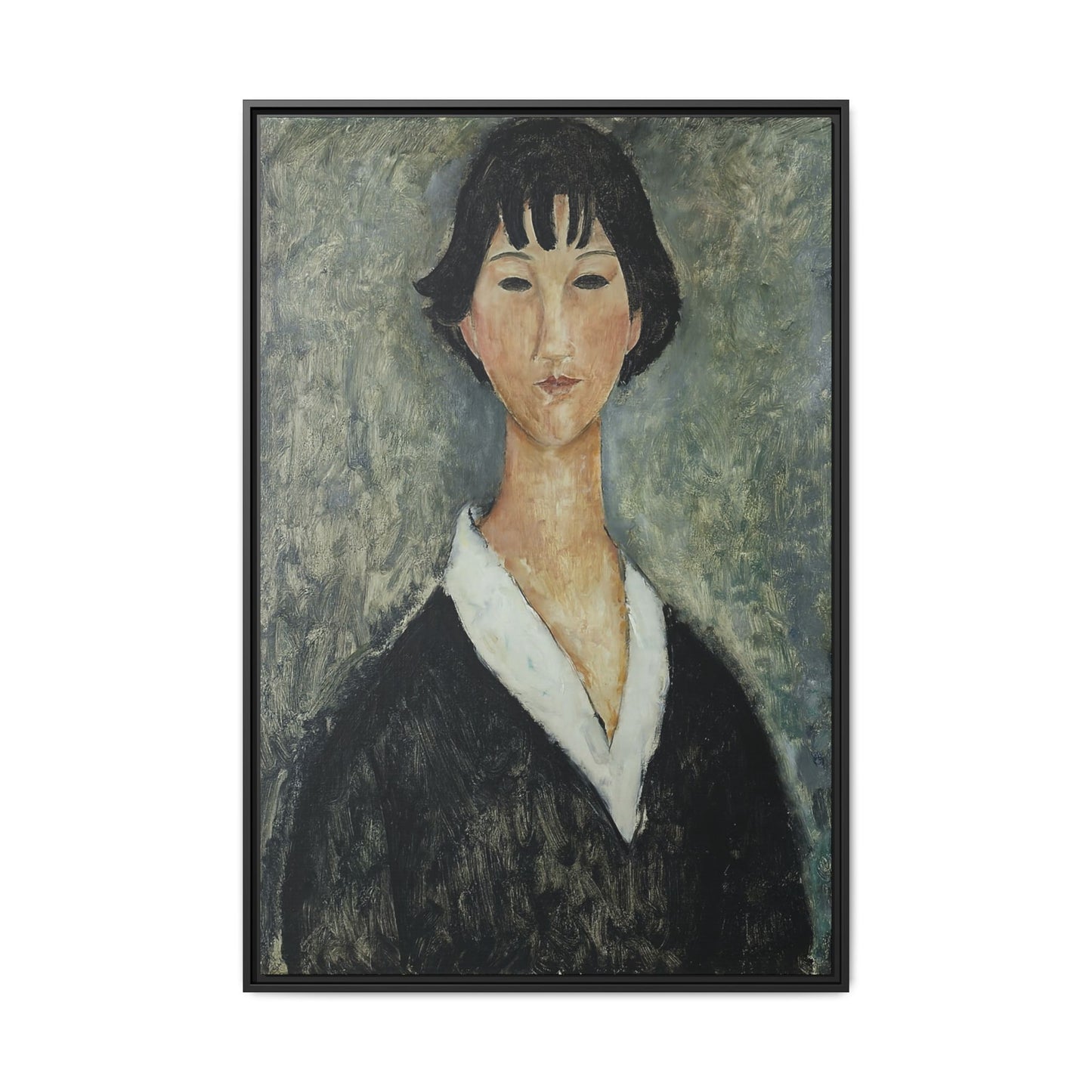 Jeune Fille Aux Cheveux Noirs by Amedeo Modigliani / Toile encadrée sur caisse américaine