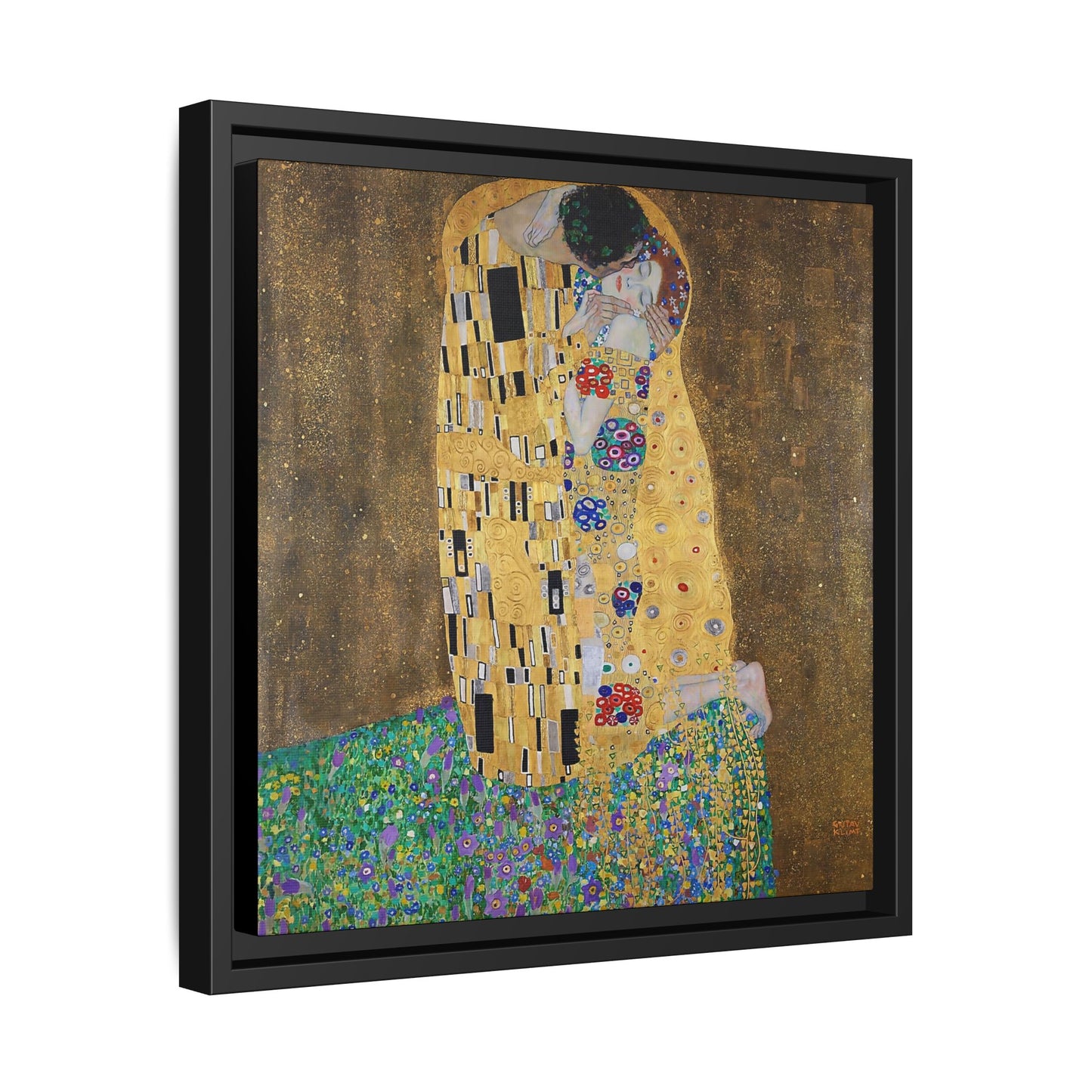 The kiss (lovers) (1908) by Gustav Klimt / Toile encadrée sur caisse américaine