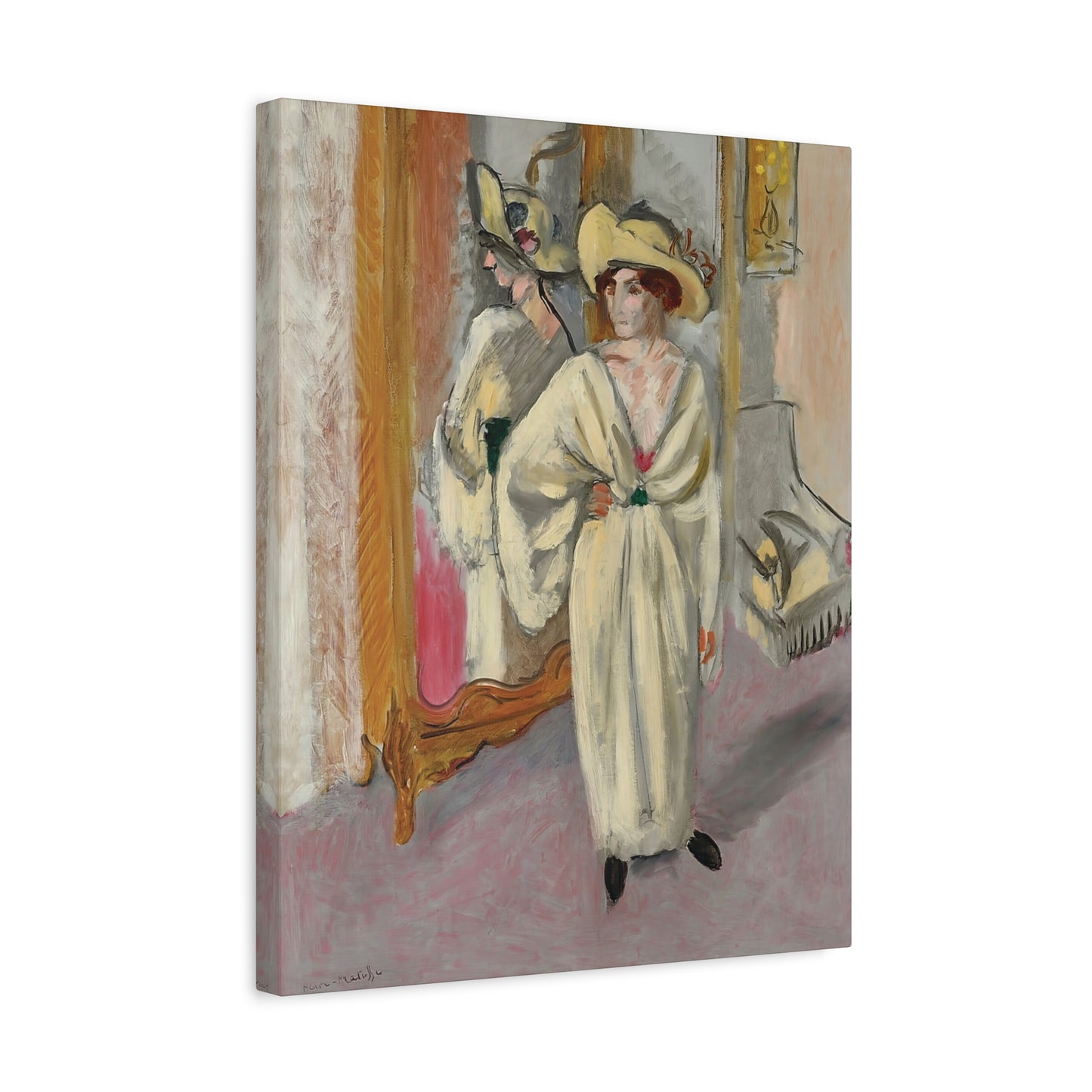 Femme en blanc debout devant une glace (1918-1919) by Henri Matisse / Reproduction Fine Art sur Toile / Epaisseur 3.2 cm - 1.25 inch