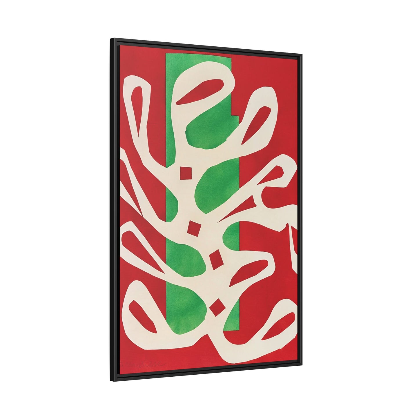 Henri Matisse / Algue blanche sur fond rouge et vert (1947) / Toile encadrée sur caisse américaine