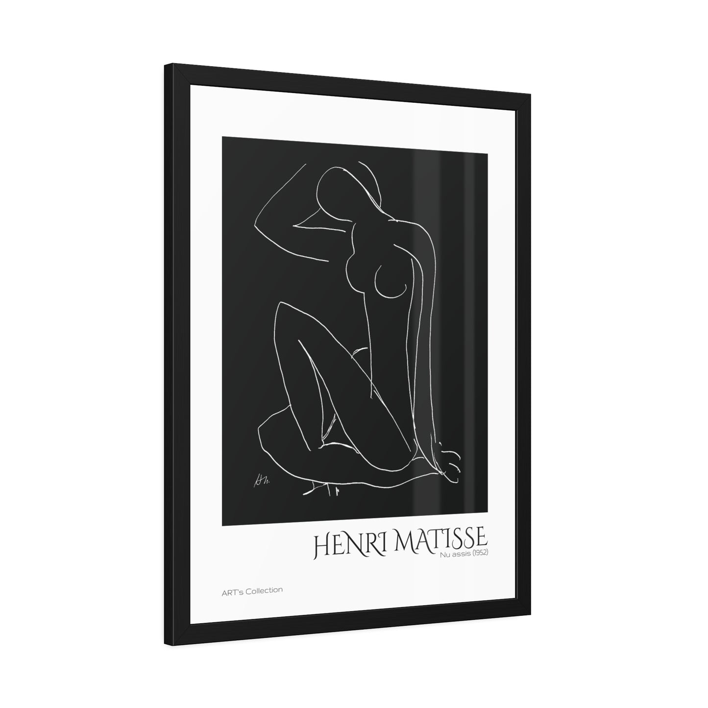 Nu assis (1952) by Henri Matisse version noire et blanche/ Affiche Encadrée série ART's Collection