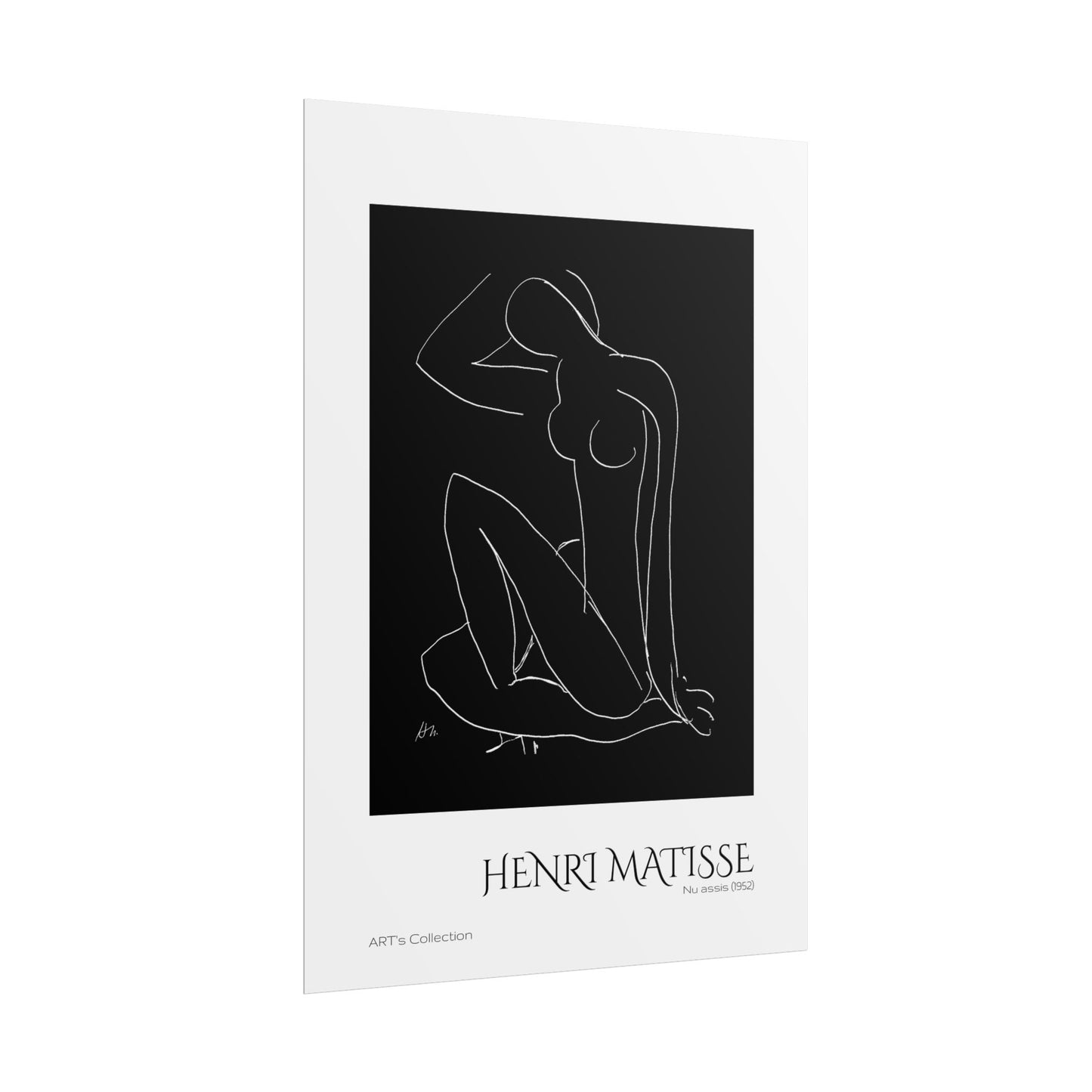 Nu assis (1952) version noire et blanche by Henri Matisse / Affiche imprimée - Série ART's Collection