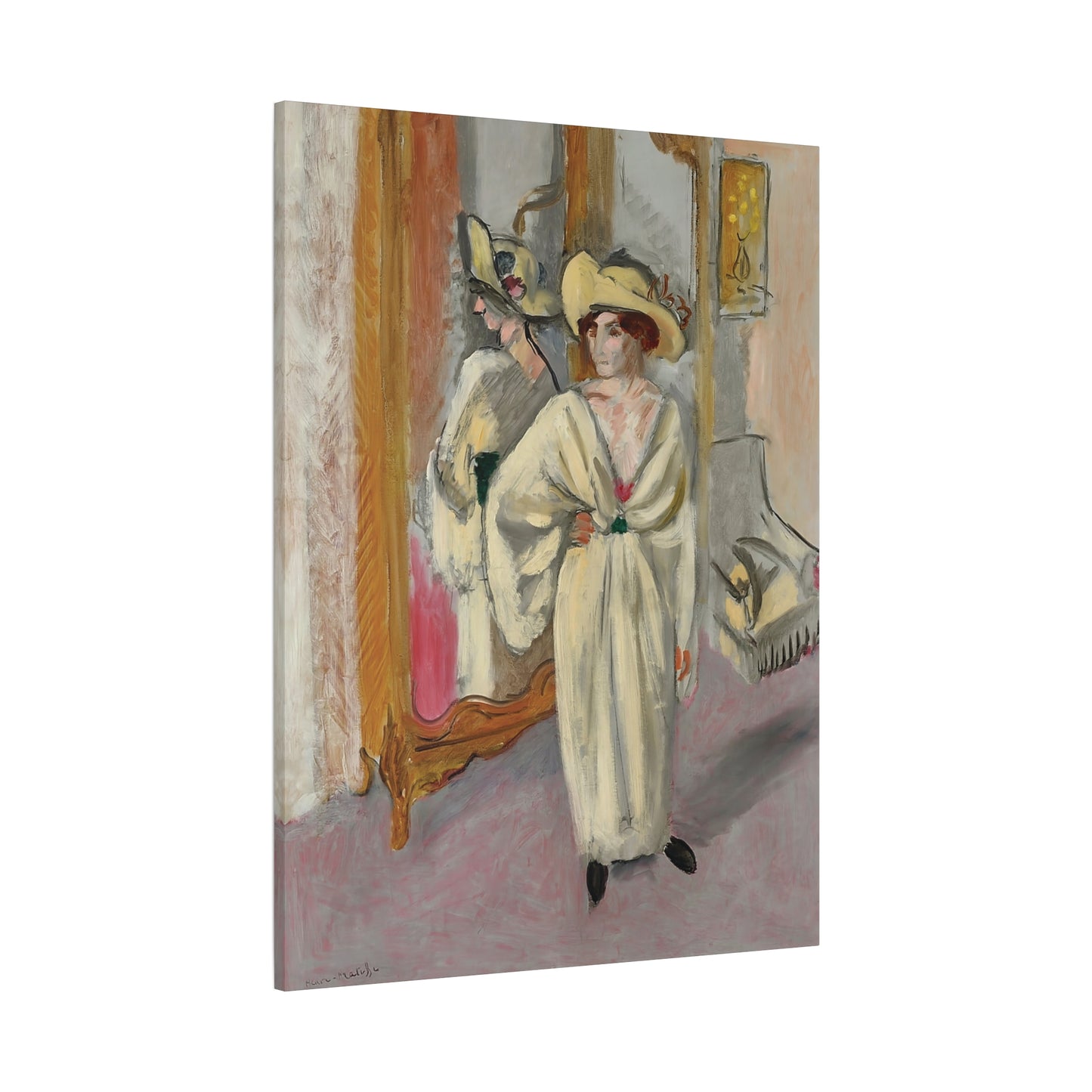 Femme en blanc debout devant une glace (1918-1919) by Henri Matisse / Reproduction Fine Art sur Toile / Epaisseur 3.2 cm - 1.25 inch