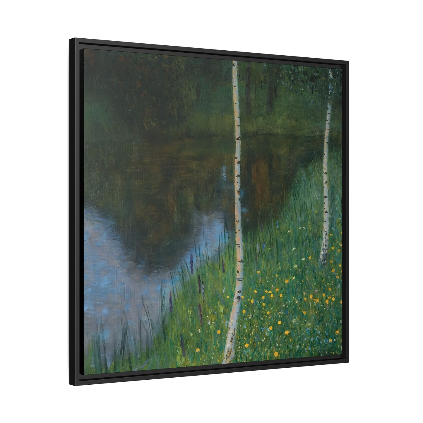Lakeshore With Birches by Gustav Klimt / Toile encadrée sur caisse américaine