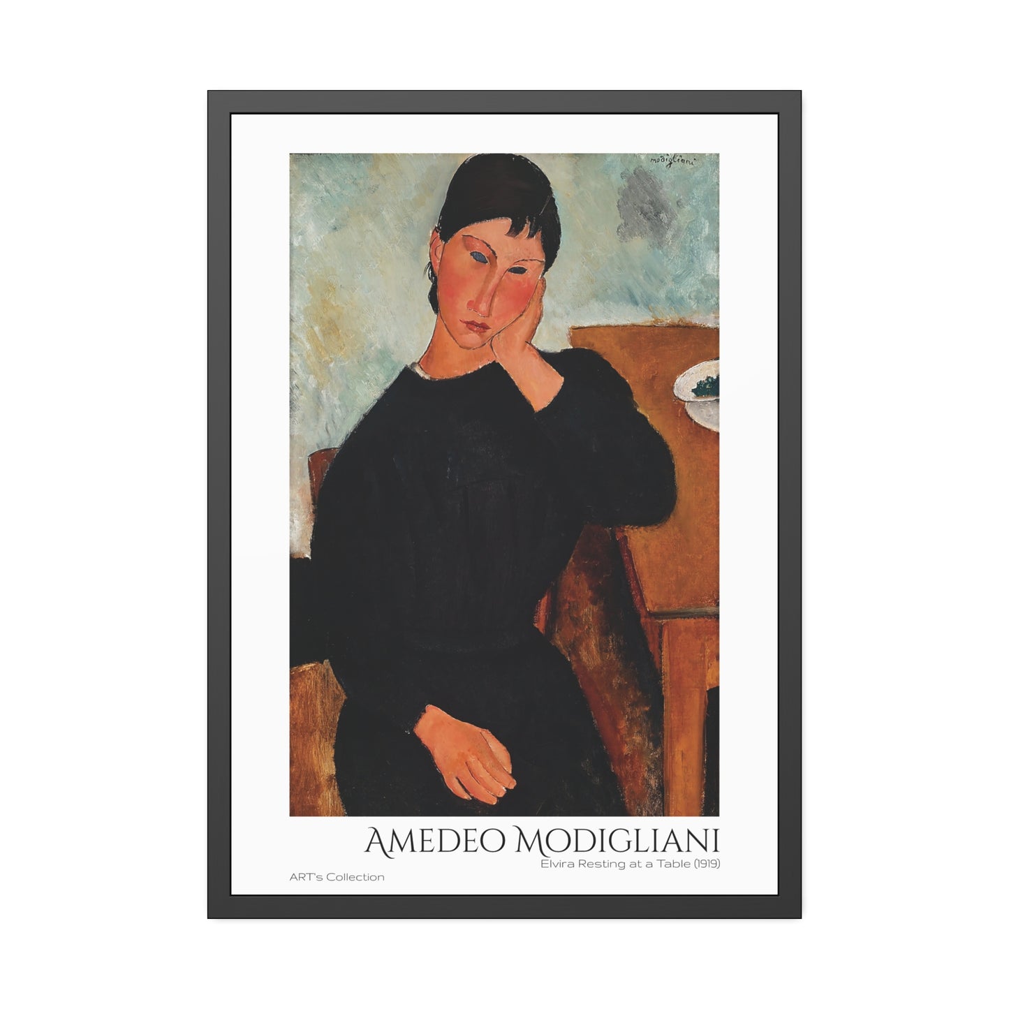 Elvira Resting at a Table (1919) by Amedeo Modigliani / Affiche Encadrée série ART's Collection