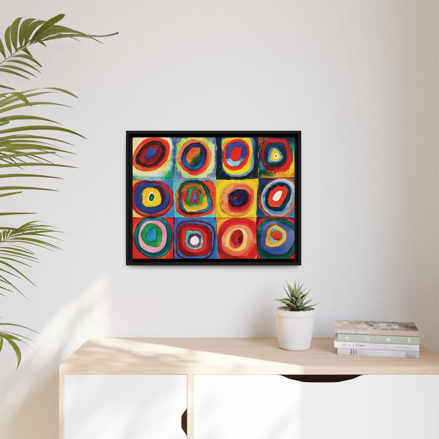 Wassily Kandinsky / Etude De Couleurs : Carrés avec Cercles Concentriques (1913) /Toile encadrée sur caisse américaine