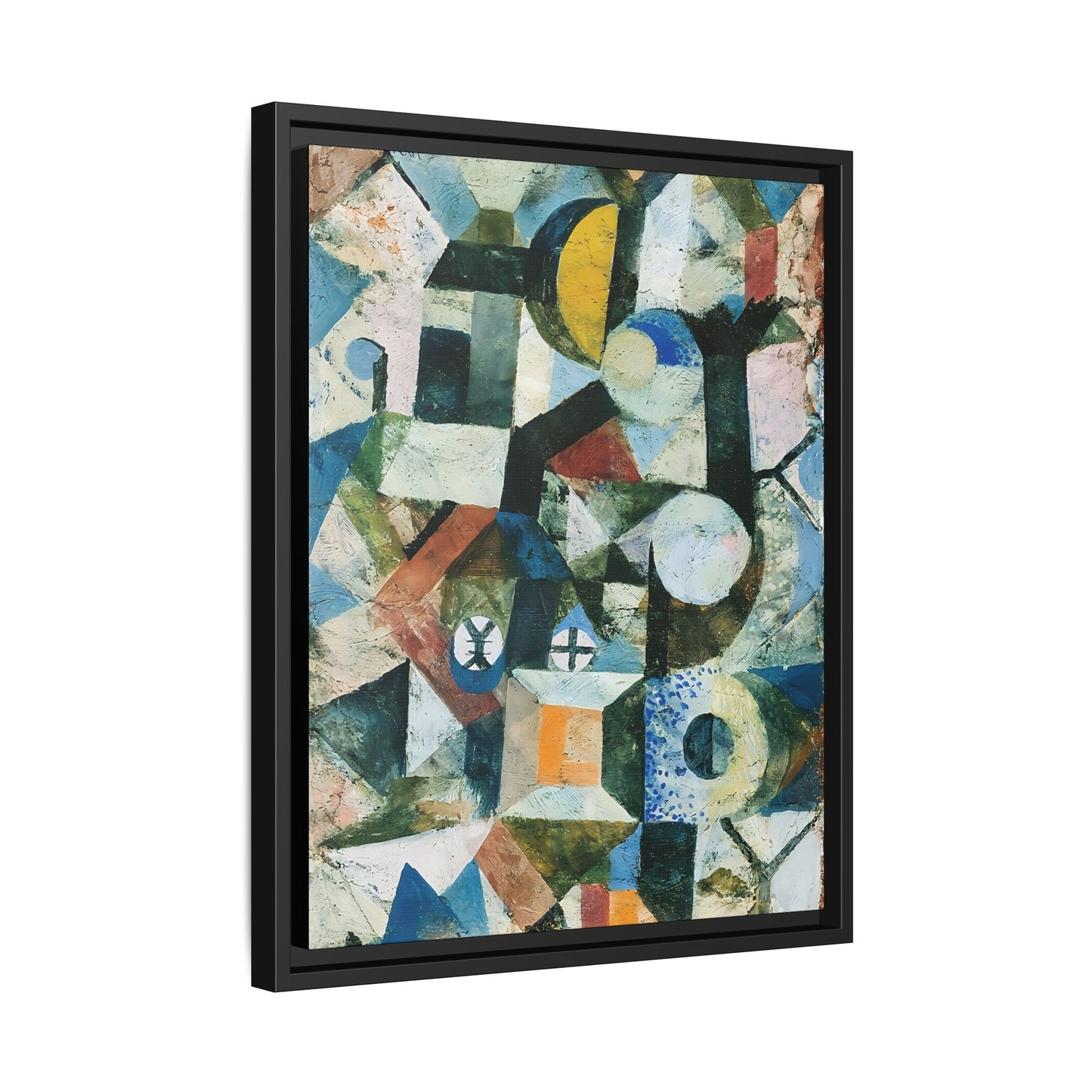 Composition with the Yellow Half-Moon and the Y (1918) by Paul Klee / Toile encadrée sur caisse américaine