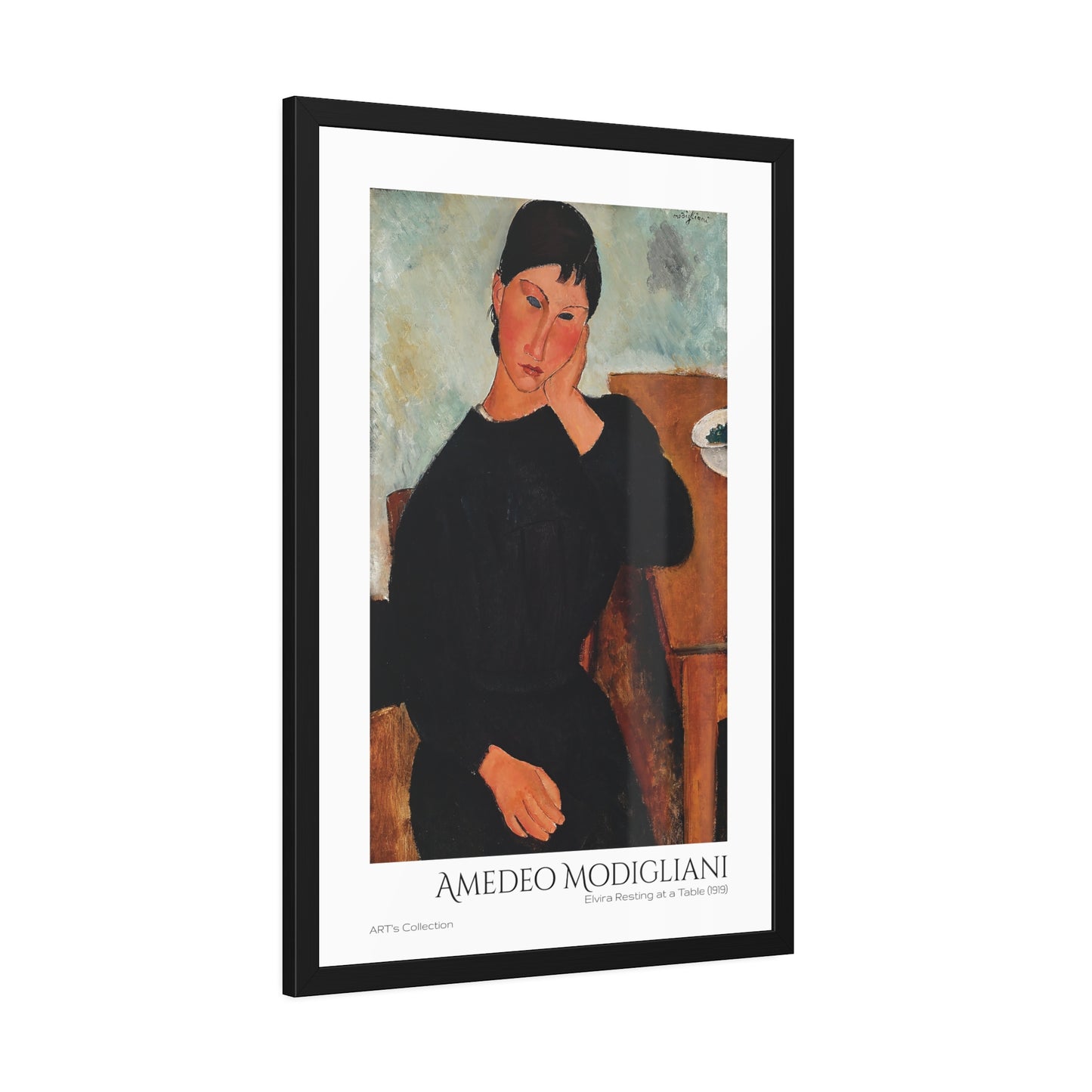 Elvira Resting at a Table (1919) by Amedeo Modigliani / Affiche Encadrée série ART's Collection