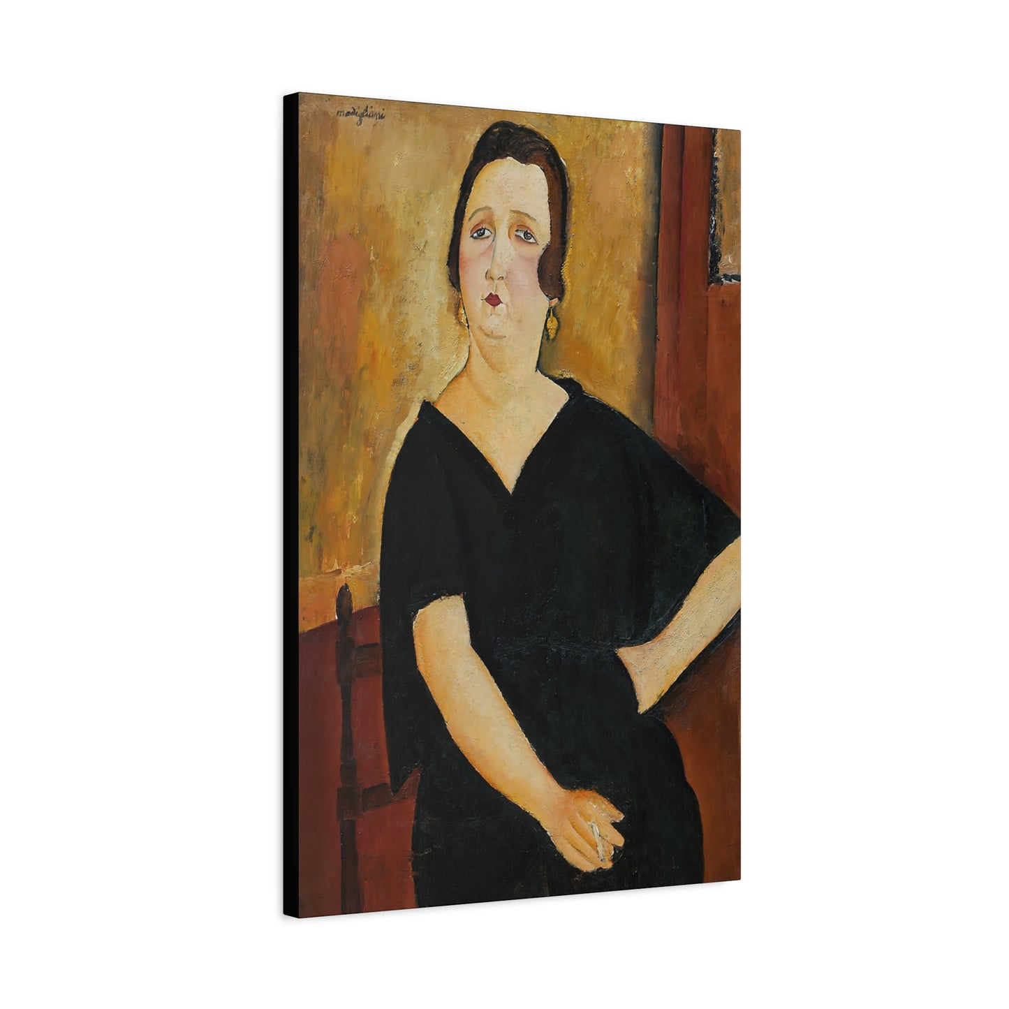 Woman with Cigarette (1918) by Amedeo Modigliani / Reproduction Fine Art sur Toile / Flanc Large Epaisseur 3.2 cm - 1.25 inch