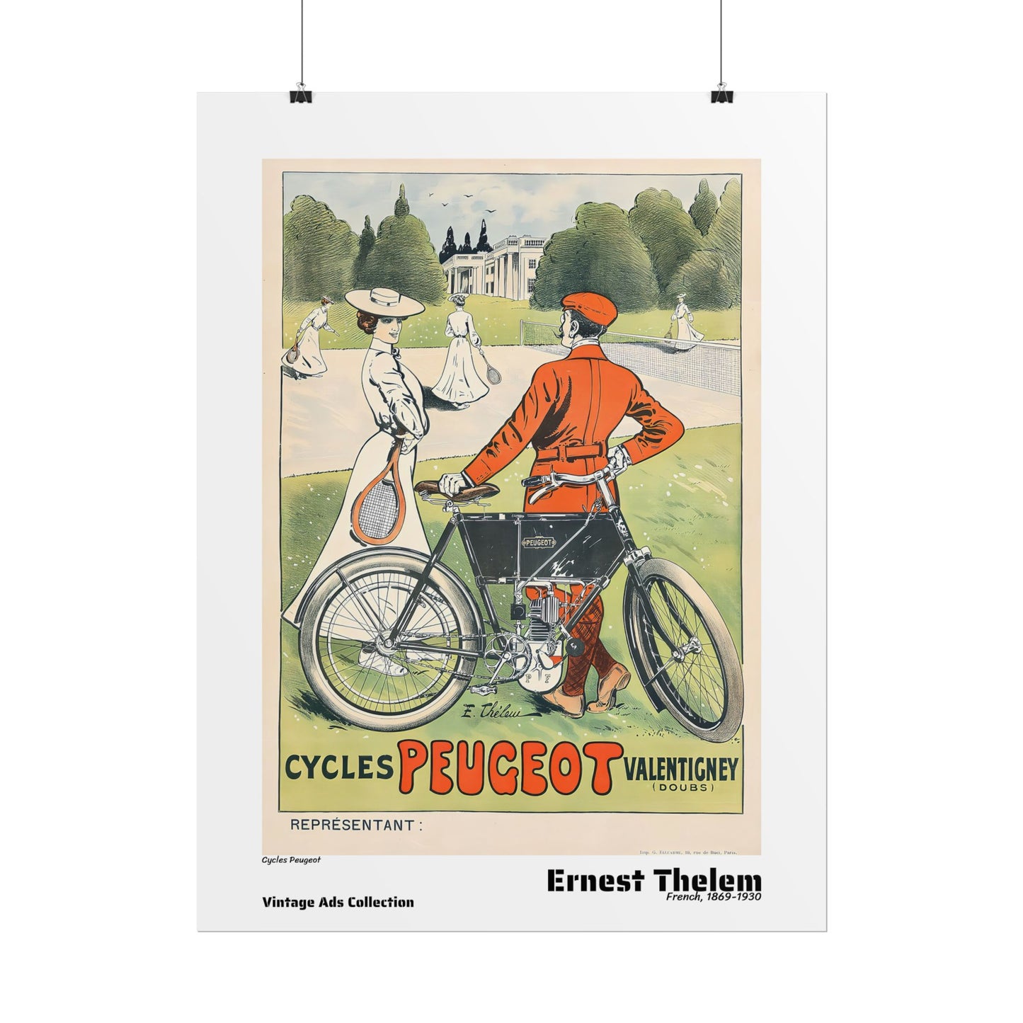 Cycles Peugeot by Ernest Thelem / Affiche imprimée - Série Vintage Ads Collection