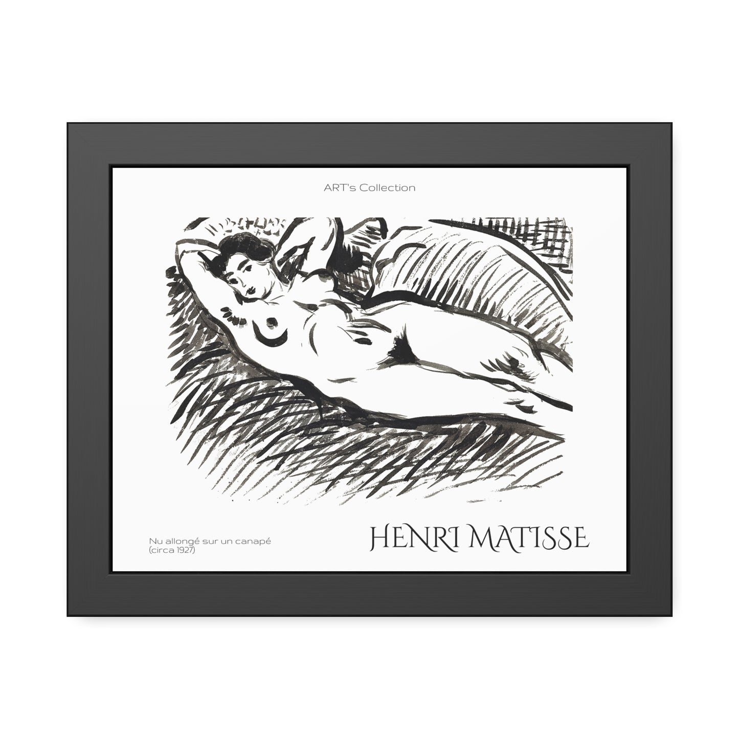 Nu allongé sur un canapé (circa 1927) by Henry Matisse / Affiche Encadrée série ART's Collection