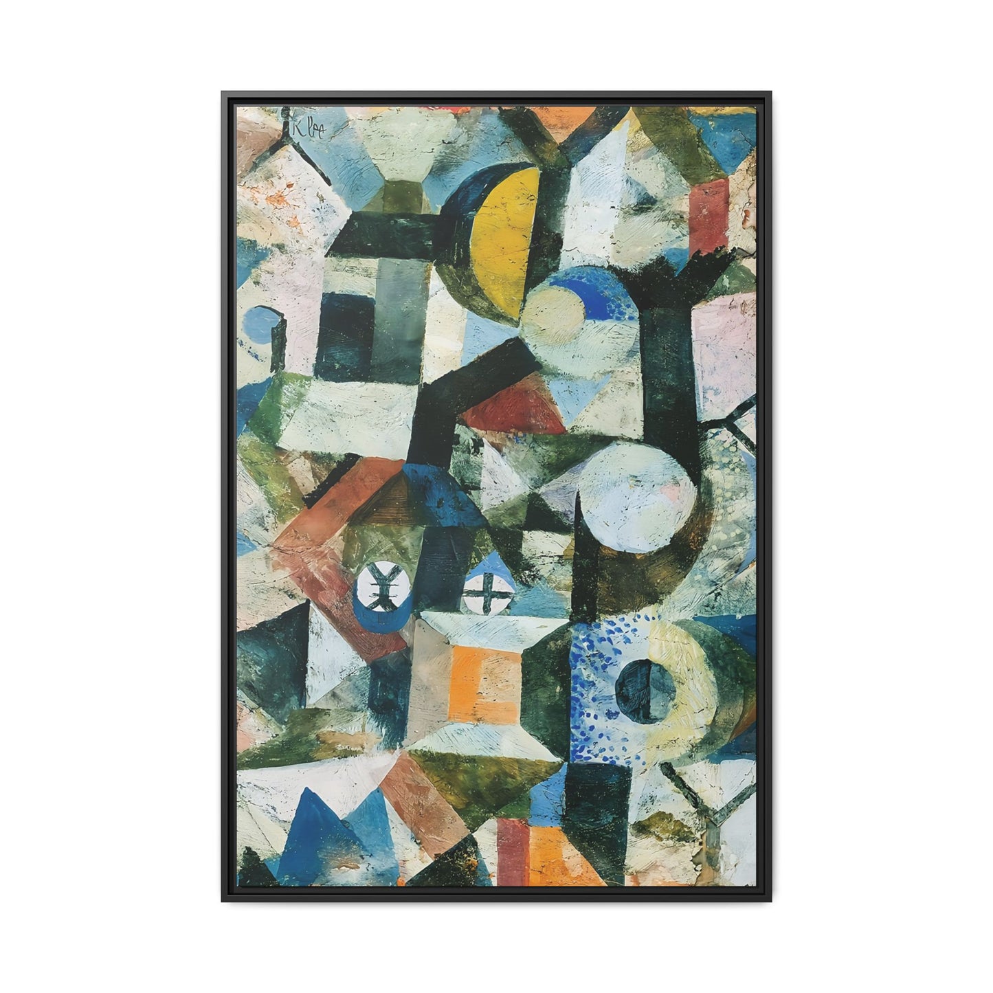 Composition with the Yellow Half-Moon and the Y (1918) by Paul Klee / Toile encadrée sur caisse américaine