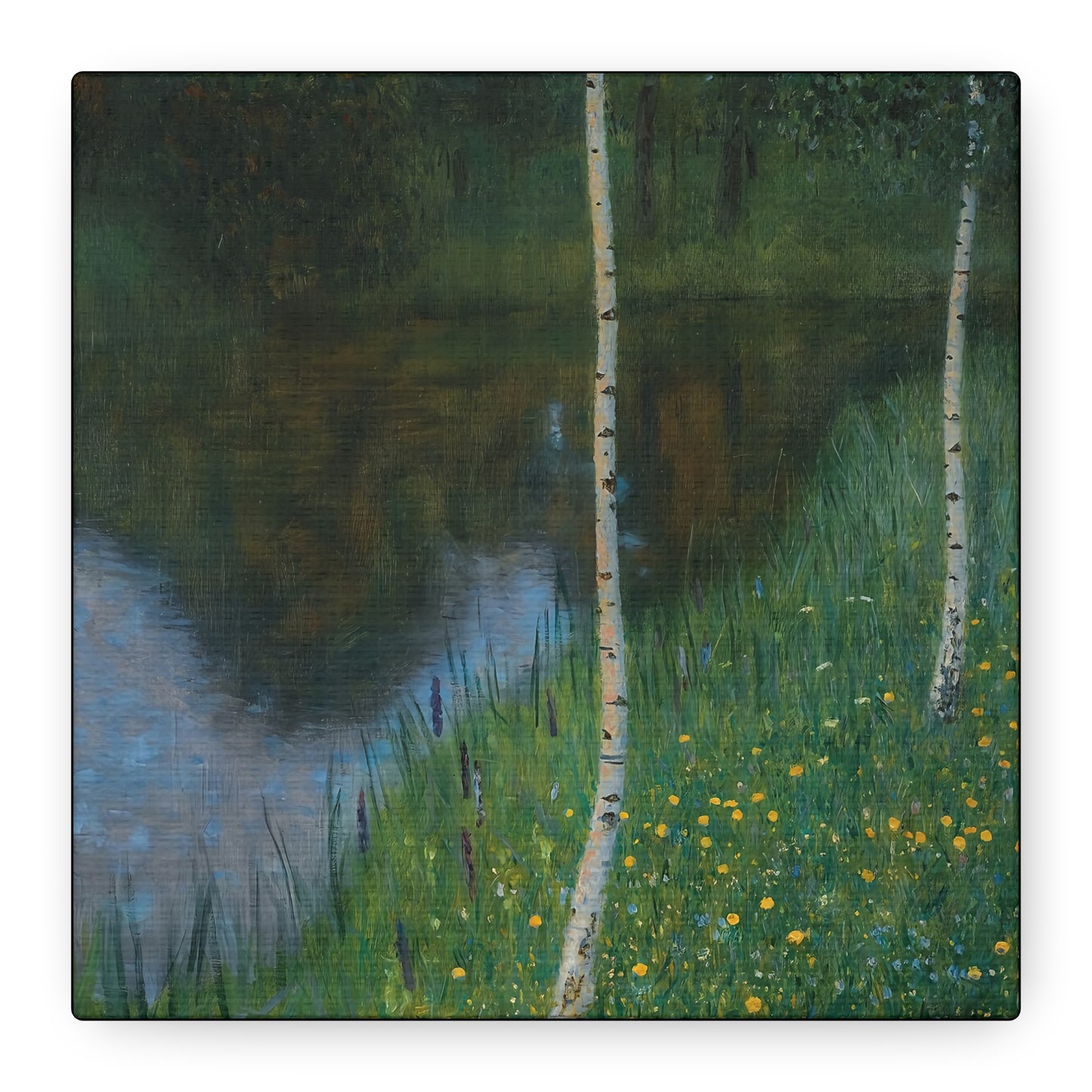 Lakeshore With Birches by Gustav Klimt / Reproduction Fine Art sur Toile / Flanc Large Epaisseur 3.2 cm - 1.25 inch