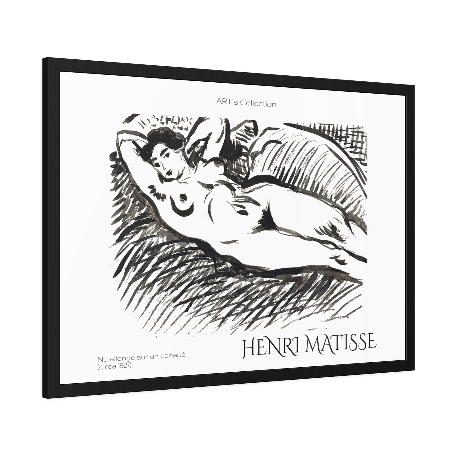 Nu allongé sur un canapé (circa 1927) by Henry Matisse / Affiche Encadrée série ART's Collection