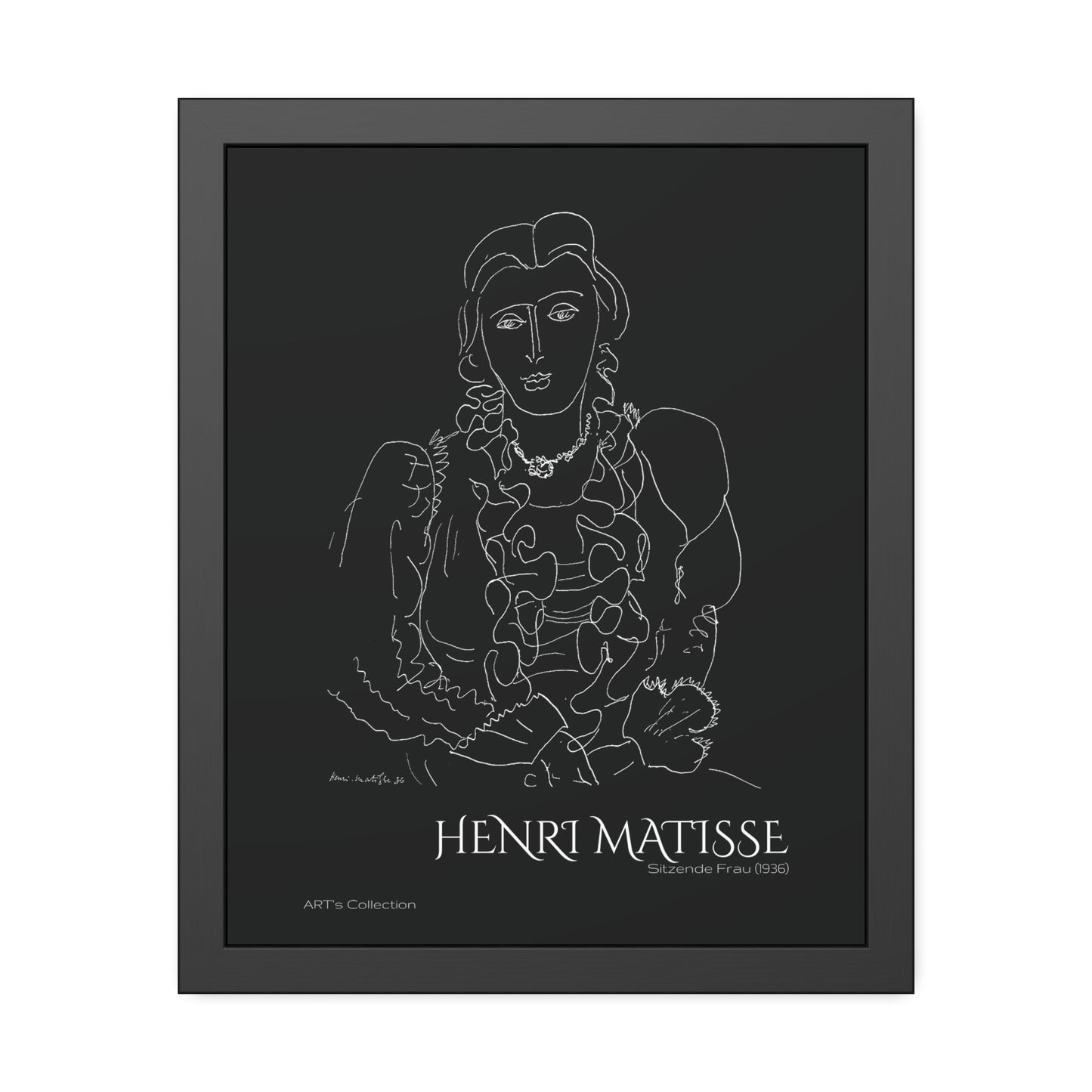 Sitzende Frau (1936) black édition by Henri Matisse / Affiche Encadrée série ART's Collection