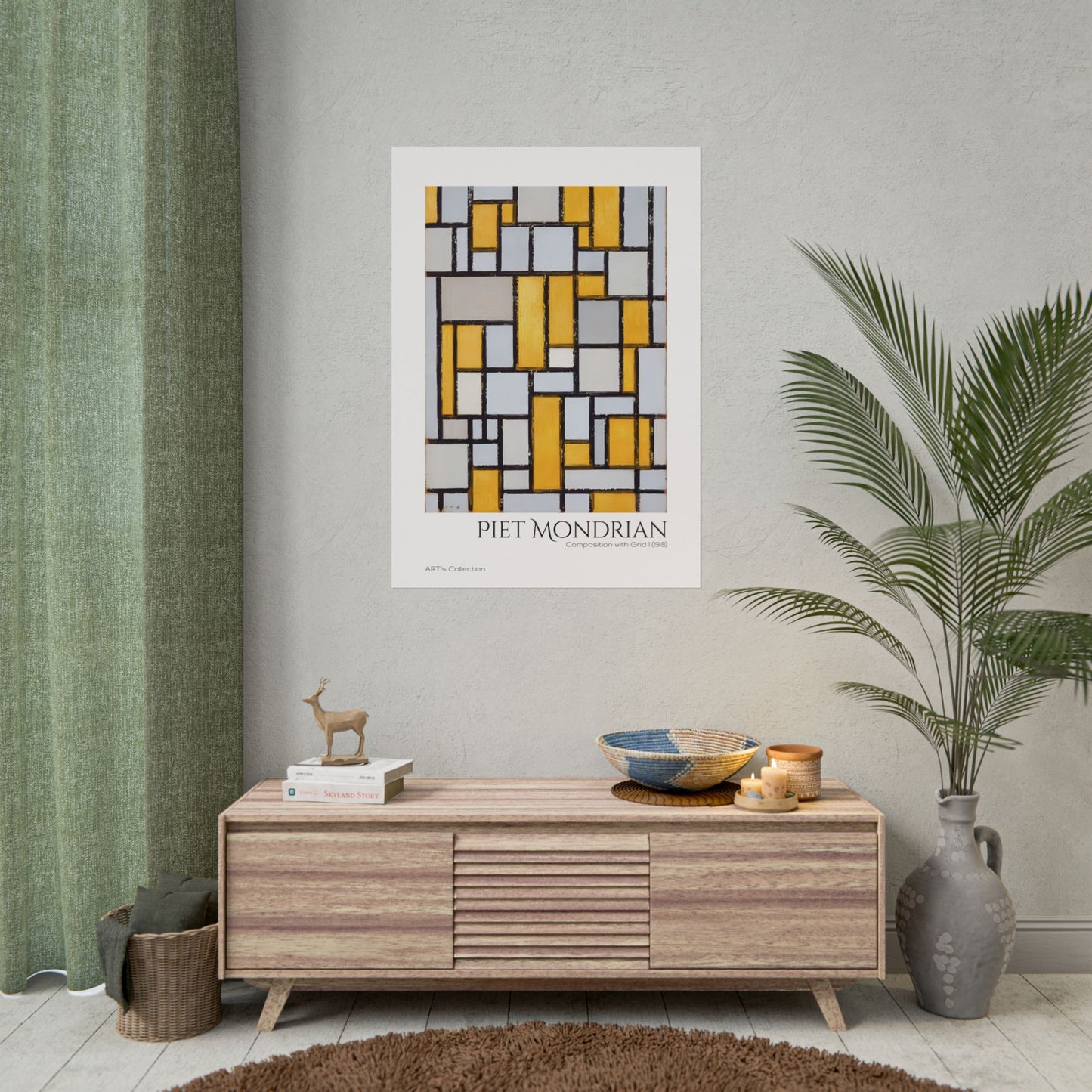 Composition with Grid 1 (1918) by Piet Mondrian / Affiche imprimée - Série ART's Collection