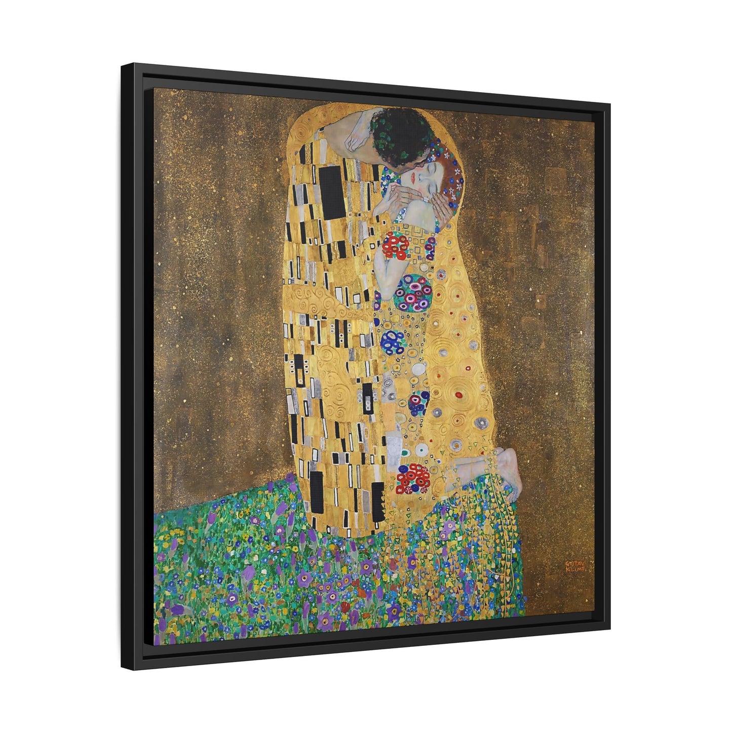 The kiss (lovers) (1908) by Gustav Klimt / Toile encadrée sur caisse américaine