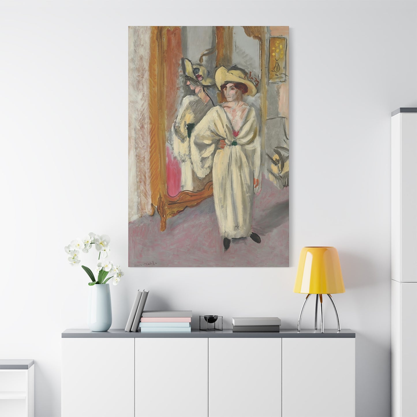 Femme en blanc debout devant une glace (1918-1919) by Henri Matisse / Reproduction Fine Art sur Toile / Epaisseur 3.2 cm - 1.25 inch