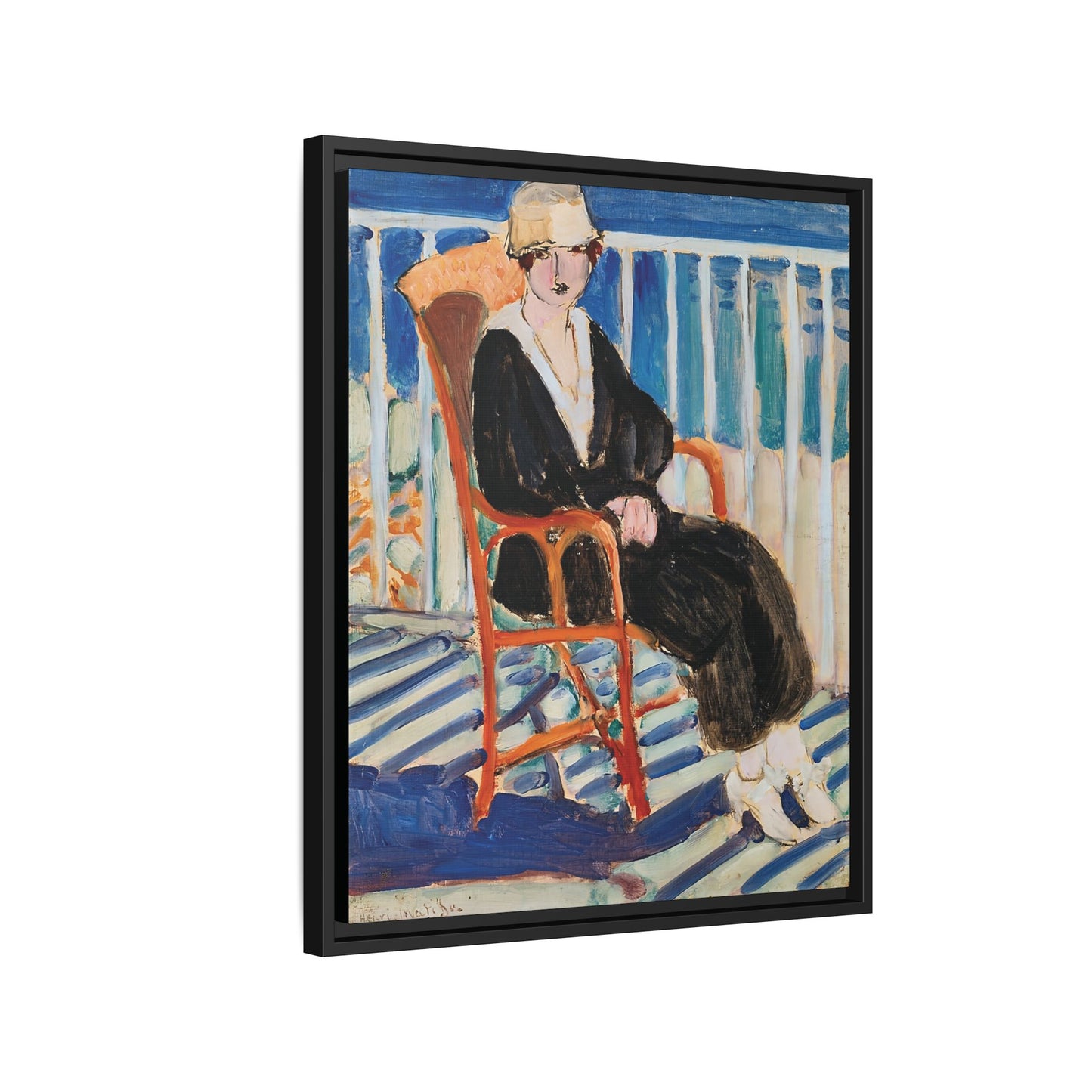 Jeune fille au balcon sur la mer (1918) by Henri Matisse / Toile encadrée sur caisse américaine