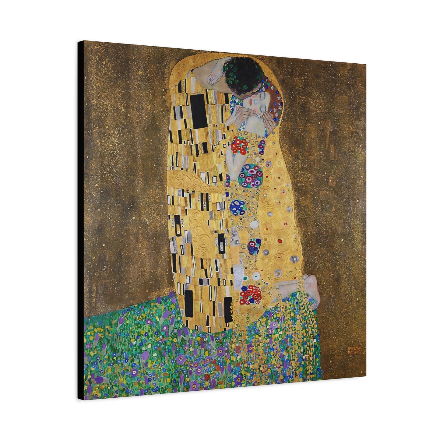 The kiss - lovers (1908) by Gustav Klimt / Reproduction Fine Art sur Toile / Flanc Large Epaisseur 3.2 cm - 1.25 inch