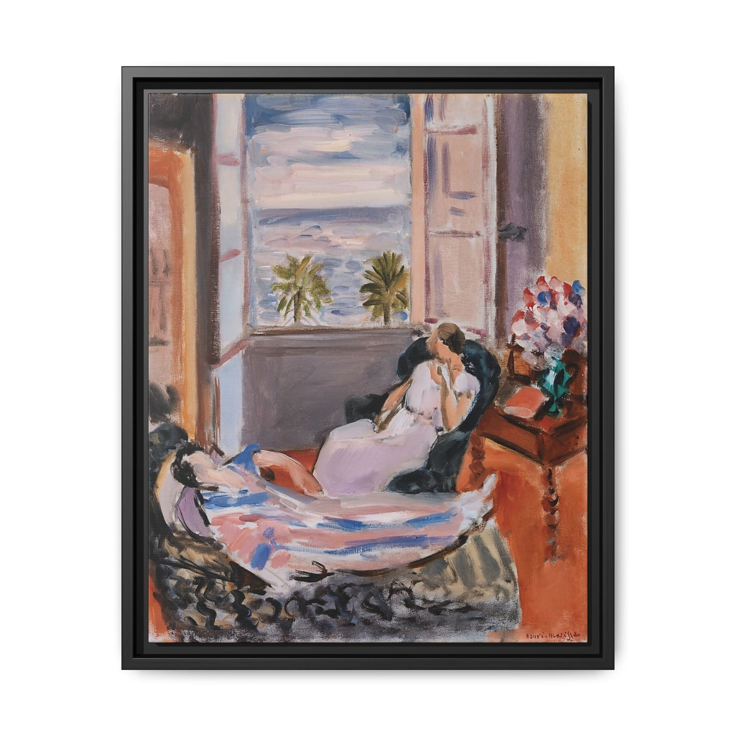 Intérieur à deux personnages, fenêtre ouverte (1922) by Henri Matisse / Toile encadrée sur caisse américaine