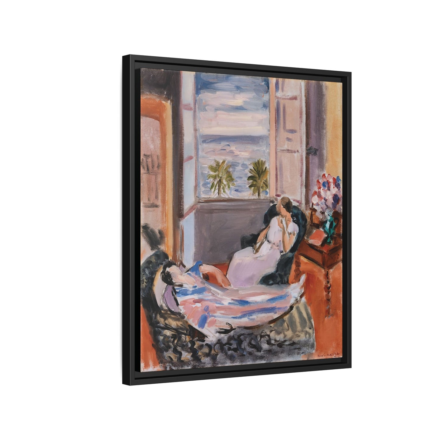 Intérieur à deux personnages, fenêtre ouverte (1922) by Henri Matisse / Toile encadrée sur caisse américaine