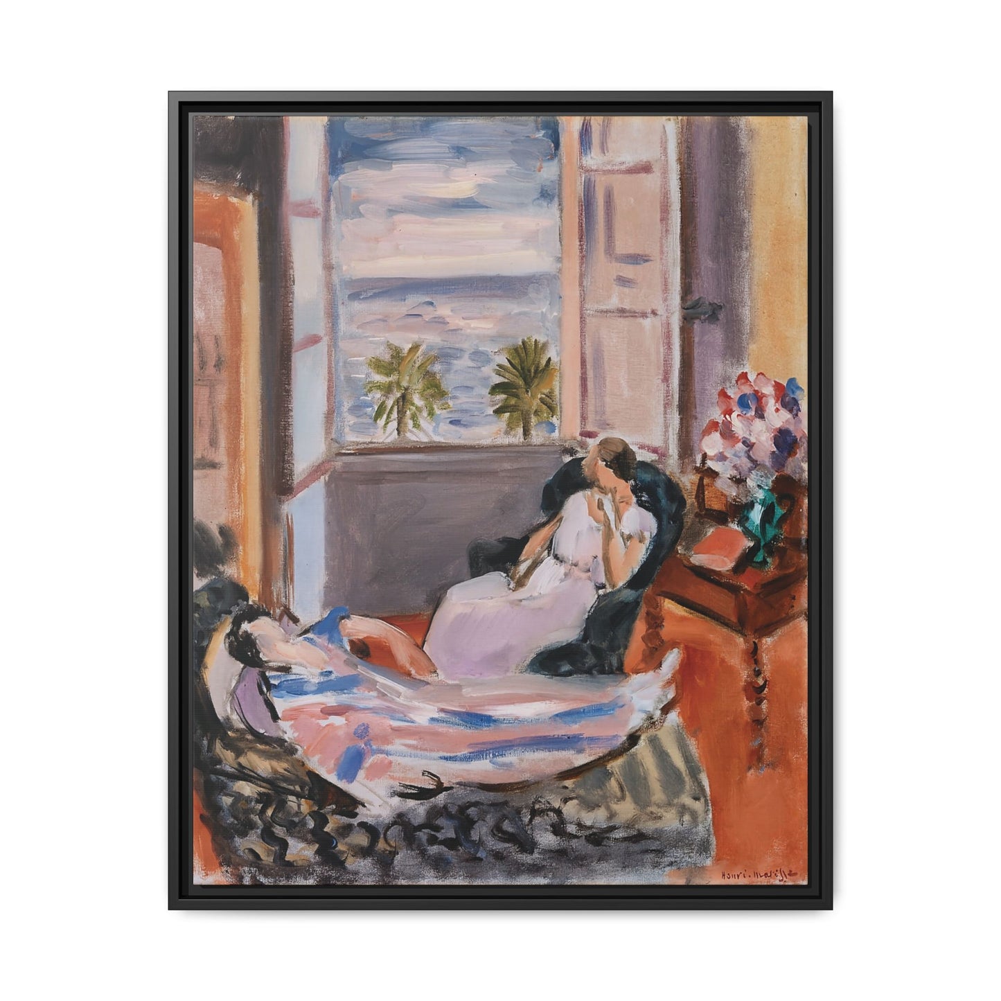 Intérieur à deux personnages, fenêtre ouverte (1922) by Henri Matisse / Toile encadrée sur caisse américaine