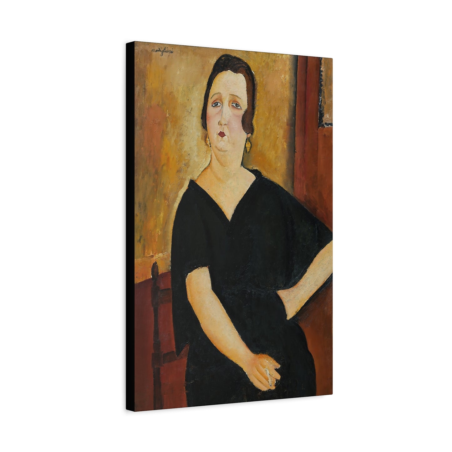 Woman with Cigarette (1918) by Amedeo Modigliani / Reproduction Fine Art sur Toile / Flanc Large Epaisseur 3.2 cm - 1.25 inch