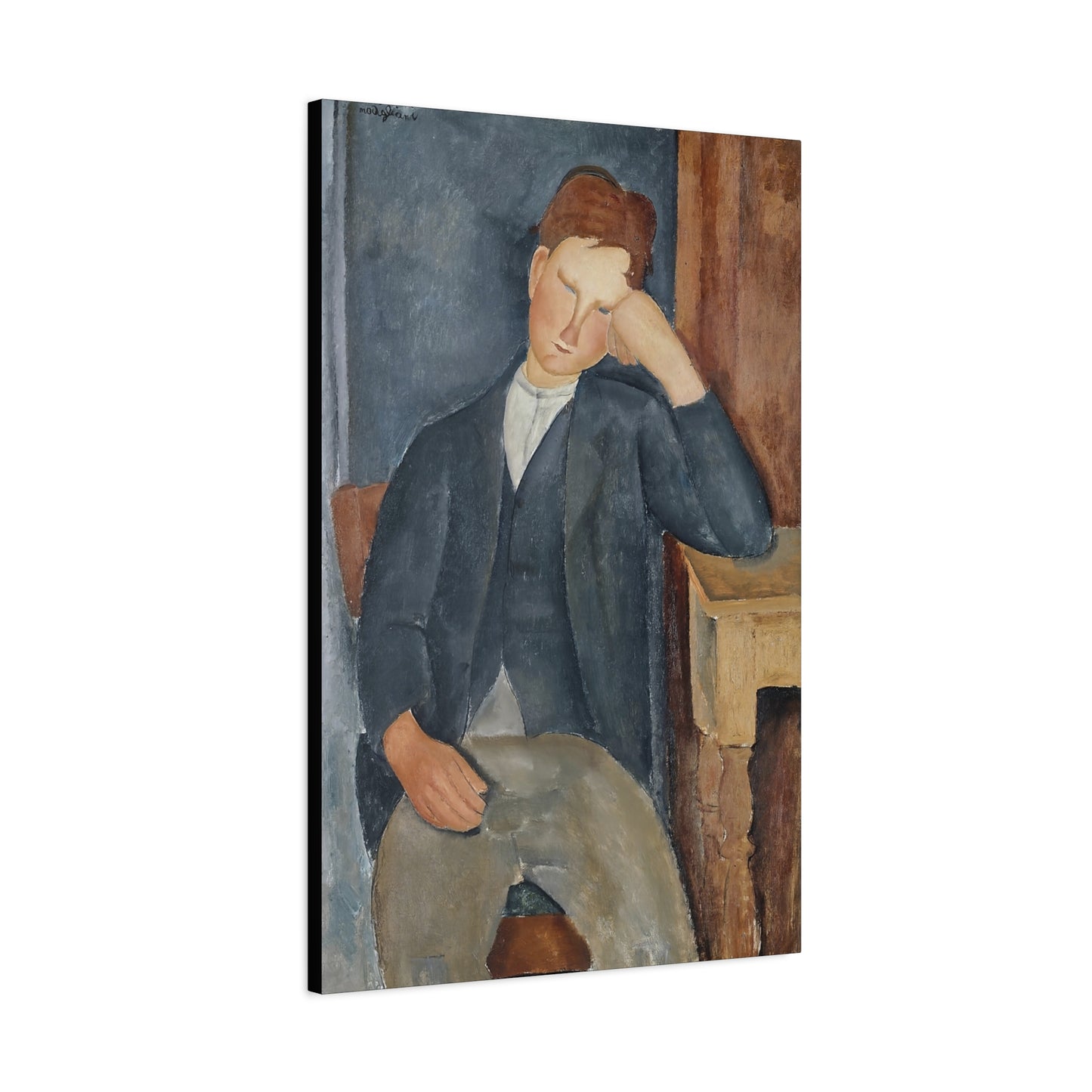 The Young Apprentice (1918-1919) by Amedeo Modigliani / Reproduction Fine Art sur Toile / Flanc Large Epaisseur 3.2 cm - 1.25 inch