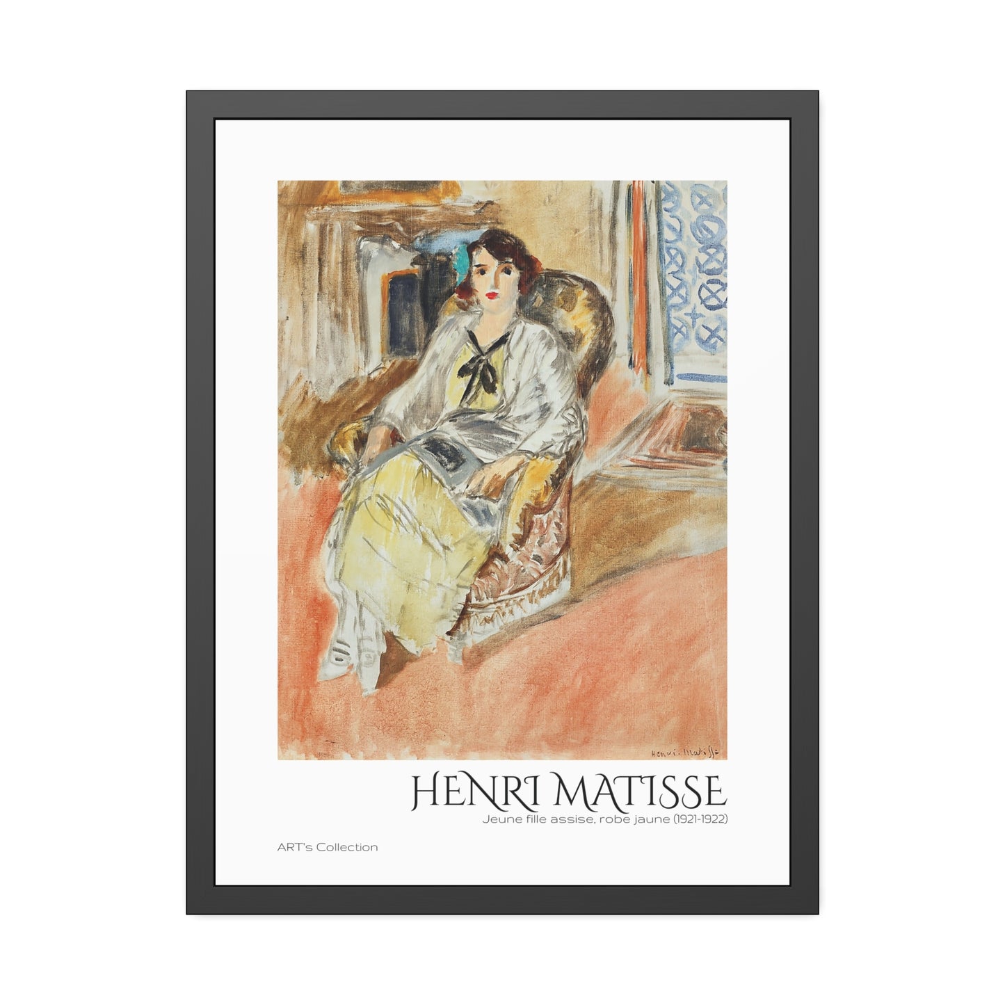 Jeune fille assise, robe jaune (1921-1922) by Henri Matisse / Affiche Encadrée série ART's Collection