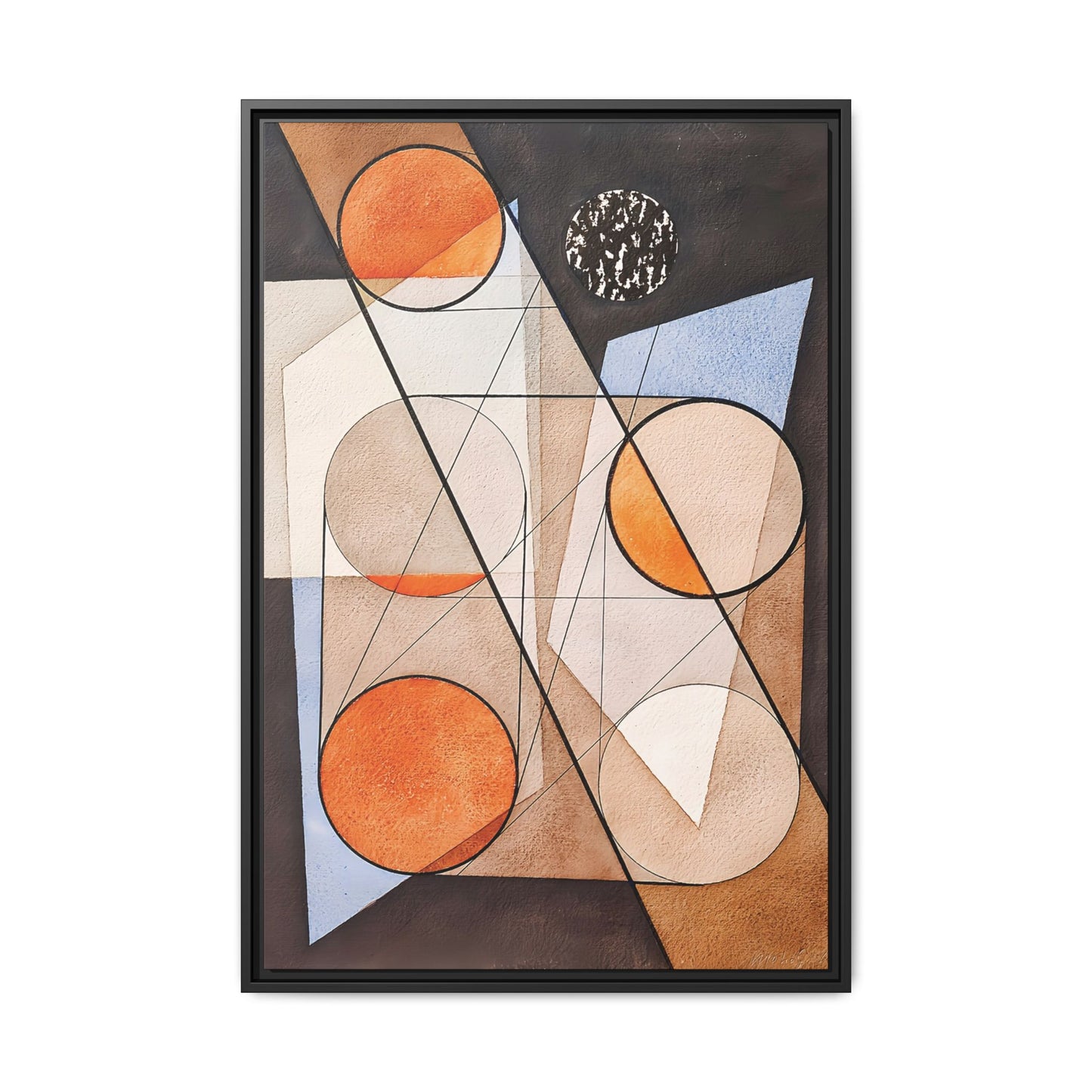 Composition aux cercles symétriques (1932) by László Moholy-Nagy / Toile encadrée sur caisse américaine