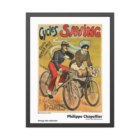 Cycles Saving (circa 1900) by Philippe Chapellier / Affiche Encadrée Série Vintage Ads Collection
