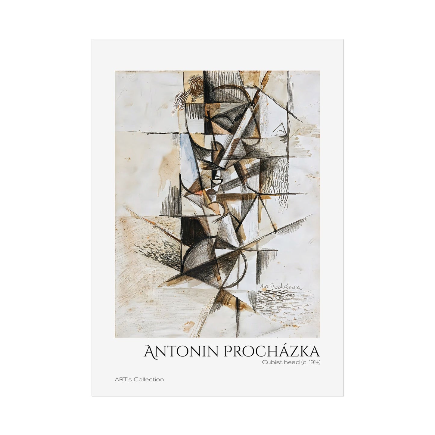 Cubist head (c. 1914) by Antonin Procházka / Affiche imprimée - Série ART's Collection