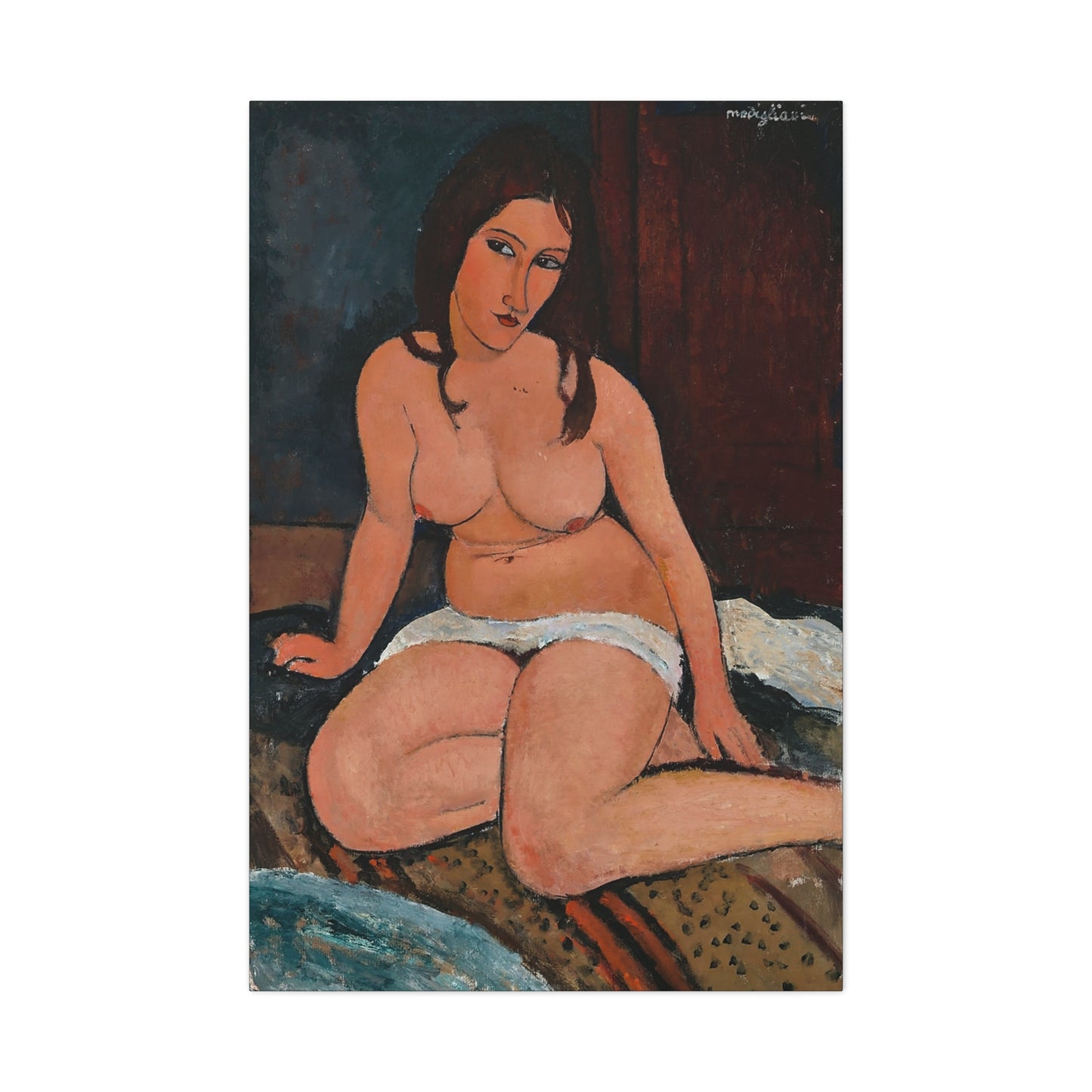Seated Nude (1917) by Amedeo Modigliani / Reproduction Fine Art sur Toile / Flanc Large Epaisseur 3.2 cm - 1.25 inch