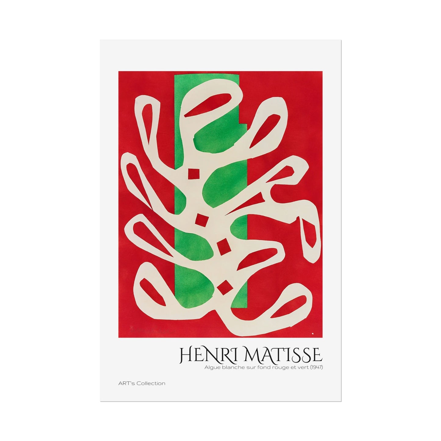 Algue blanche sur fond rouge et vert (1947) by Henri Matisse / Affiche imprimée - Série ART's Collection