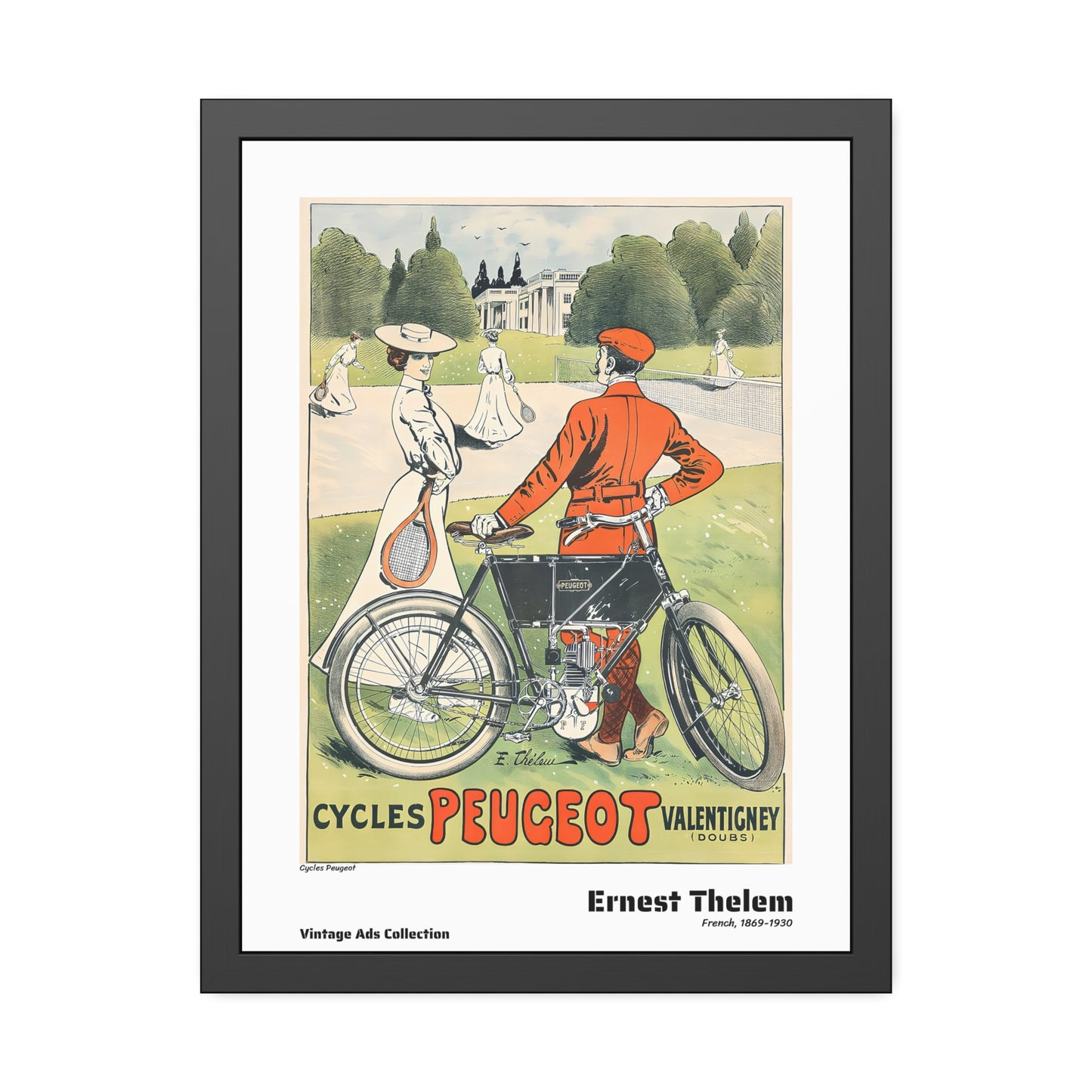 Cycles Peugeot by Ernest Thelem / Affiche Encadrée Série Vintage Ads Collection