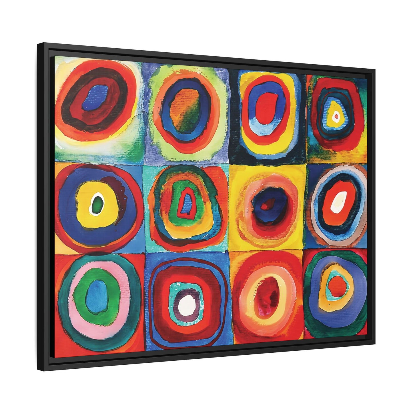 Wassily Kandinsky / Etude De Couleurs : Carrés avec Cercles Concentriques (1913) /Toile encadrée sur caisse américaine