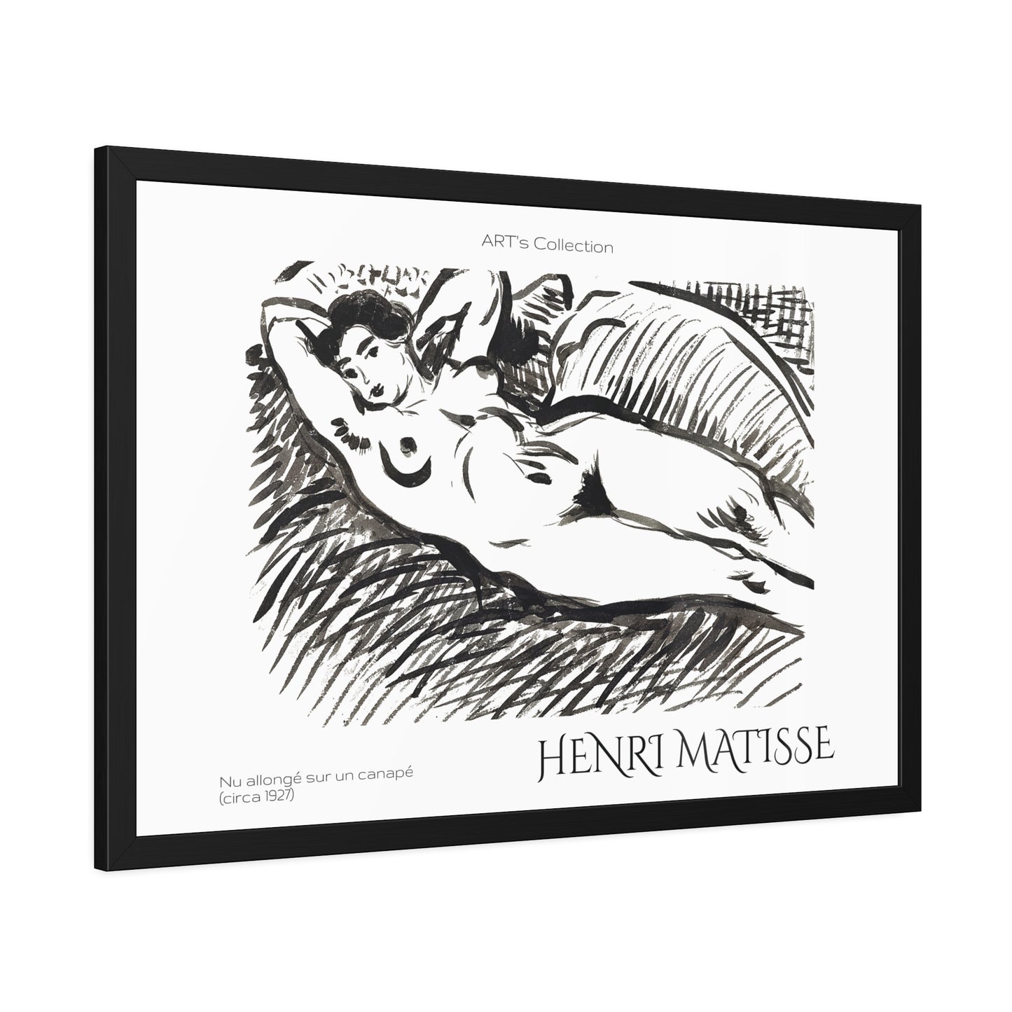 Nu allongé sur un canapé (circa 1927) by Henry Matisse / Affiche Encadrée série ART's Collection